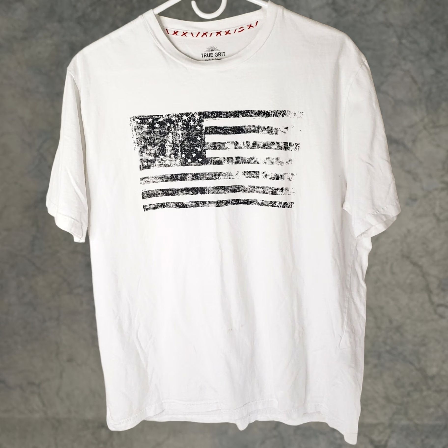 Vintage True Grit Men's M White 100% Cotton T-Shirt US Flag Size US M / EU 48-50 / 2 - 1 Thumbnail