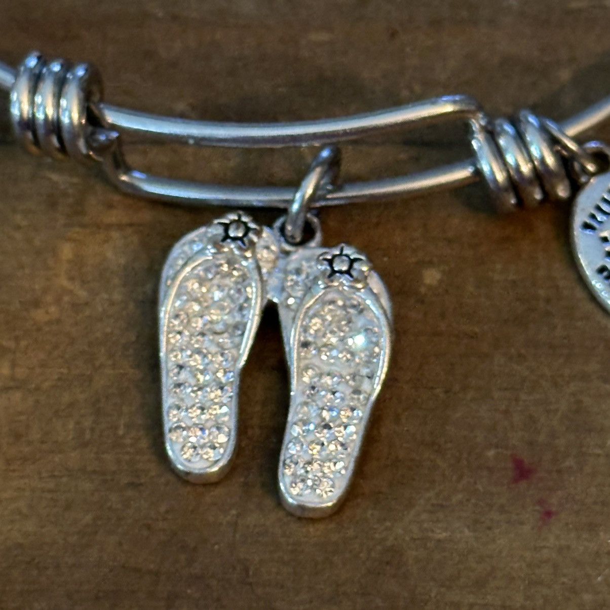 Other Silver tone rhinestone flip flops expandable bangle bracelet Size ONE SIZE - 5 Thumbnail