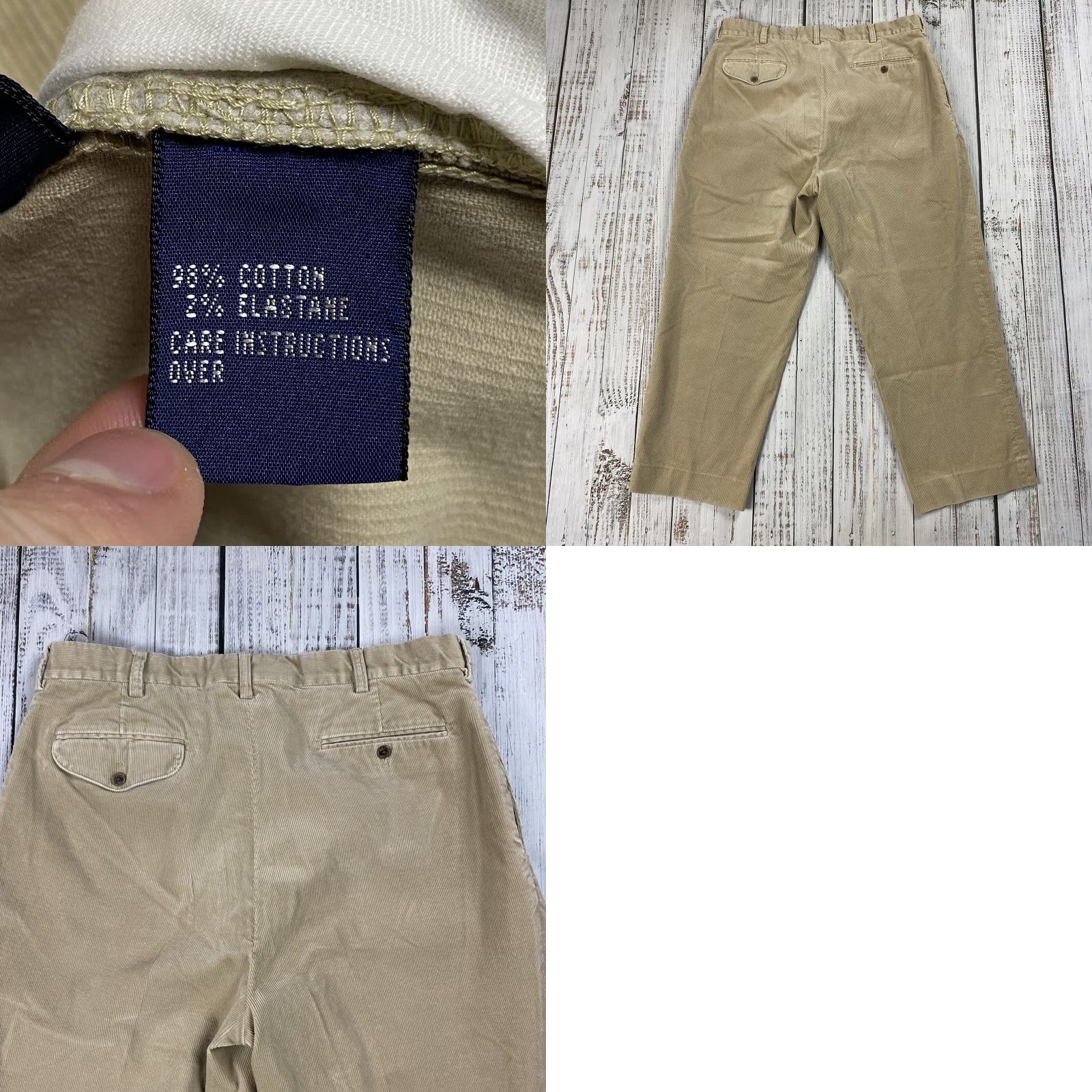 Vintage VINTAGE Polo Golf Mens Pants Chino Corduroy Beige 36x32 Regular Straight 9" Inseam - Belt Loops Logo Classic Polo Golf Beige Linen? Size US M / EU 48-50 / 2 - 8 Thumbnail