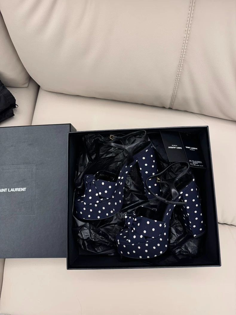 Saint Laurent Paris Saint Laurent Paris Polka-dot platform heels Size US 5.5 / IT 35.5 - 1 Thumbnail