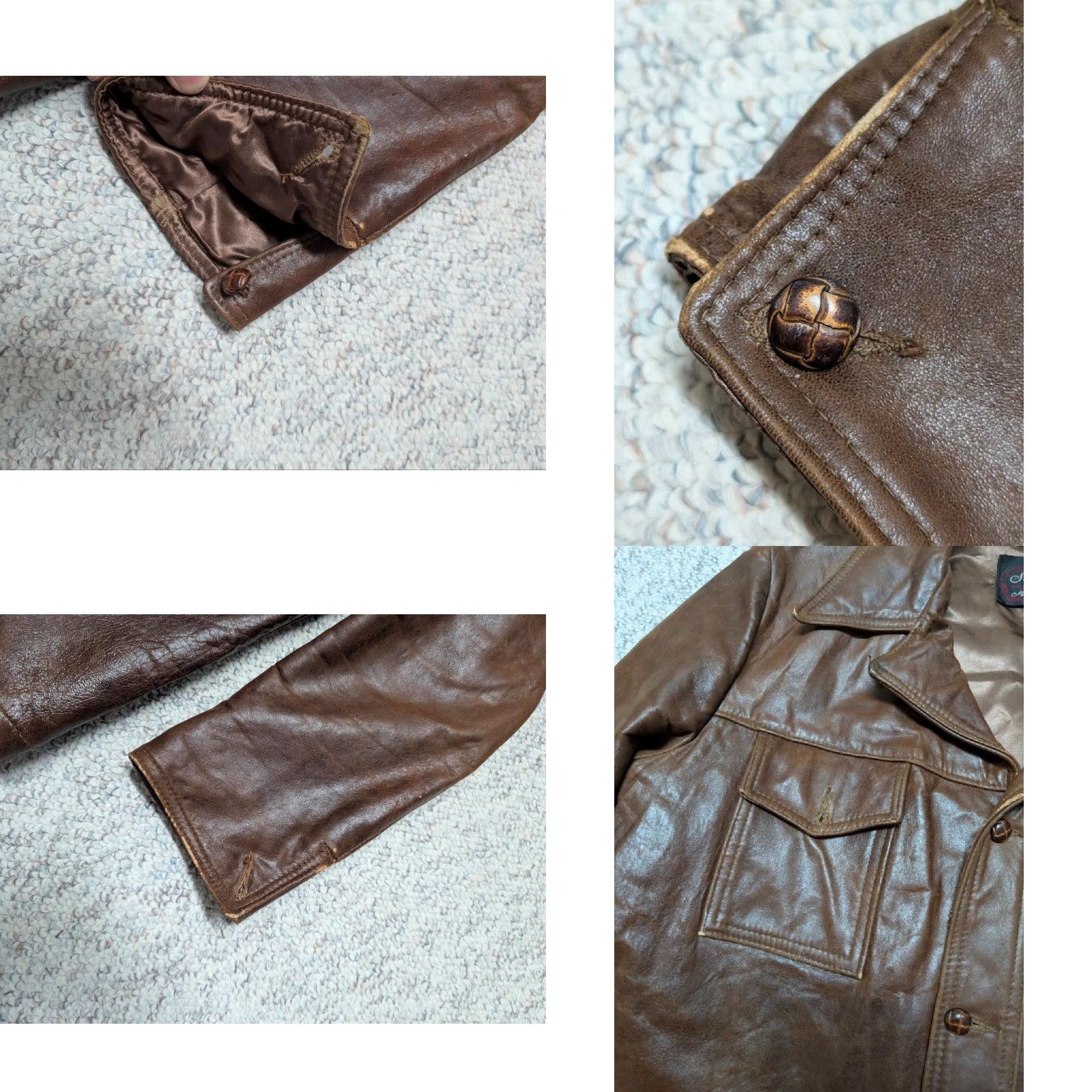 Vintage VINTAGE Swagger Trucker Jacket shirt-jac Lambskin brown Leather 40 Patina Western Cowboy Hippie Western Mens M Size US M / EU 48-50 / 2 - 8 Thumbnail