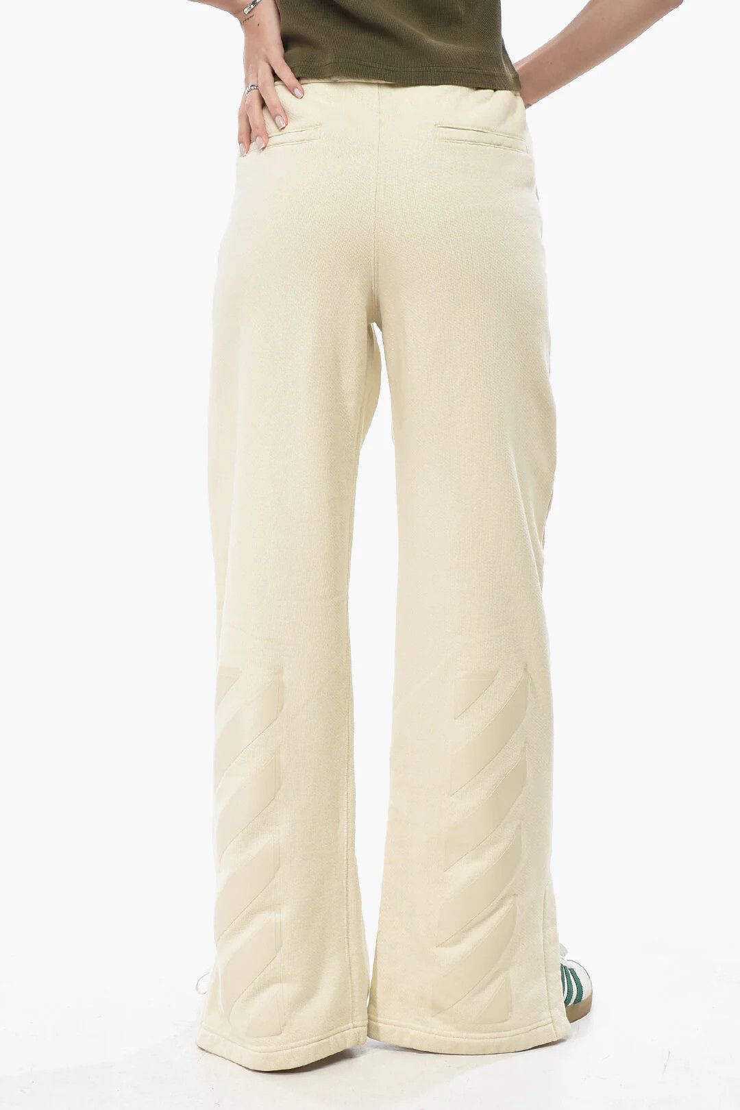 Off-White og1mm0426 Brushed Cotton Tapered-Fit Joggers in Beige Size 34" / US 12 / IT 48 - 5 Thumbnail