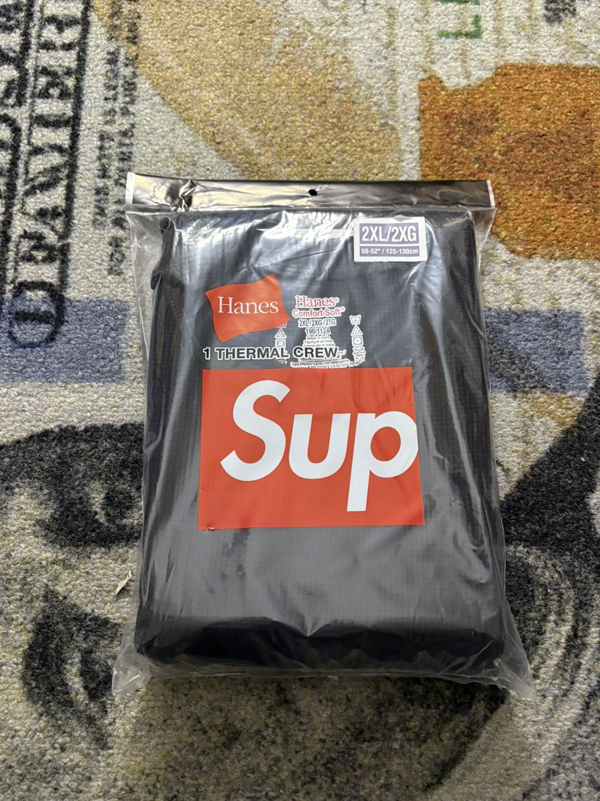 Hanes × Supreme Supreme Hanes Bones Thermal Crew Black (XXLARGE