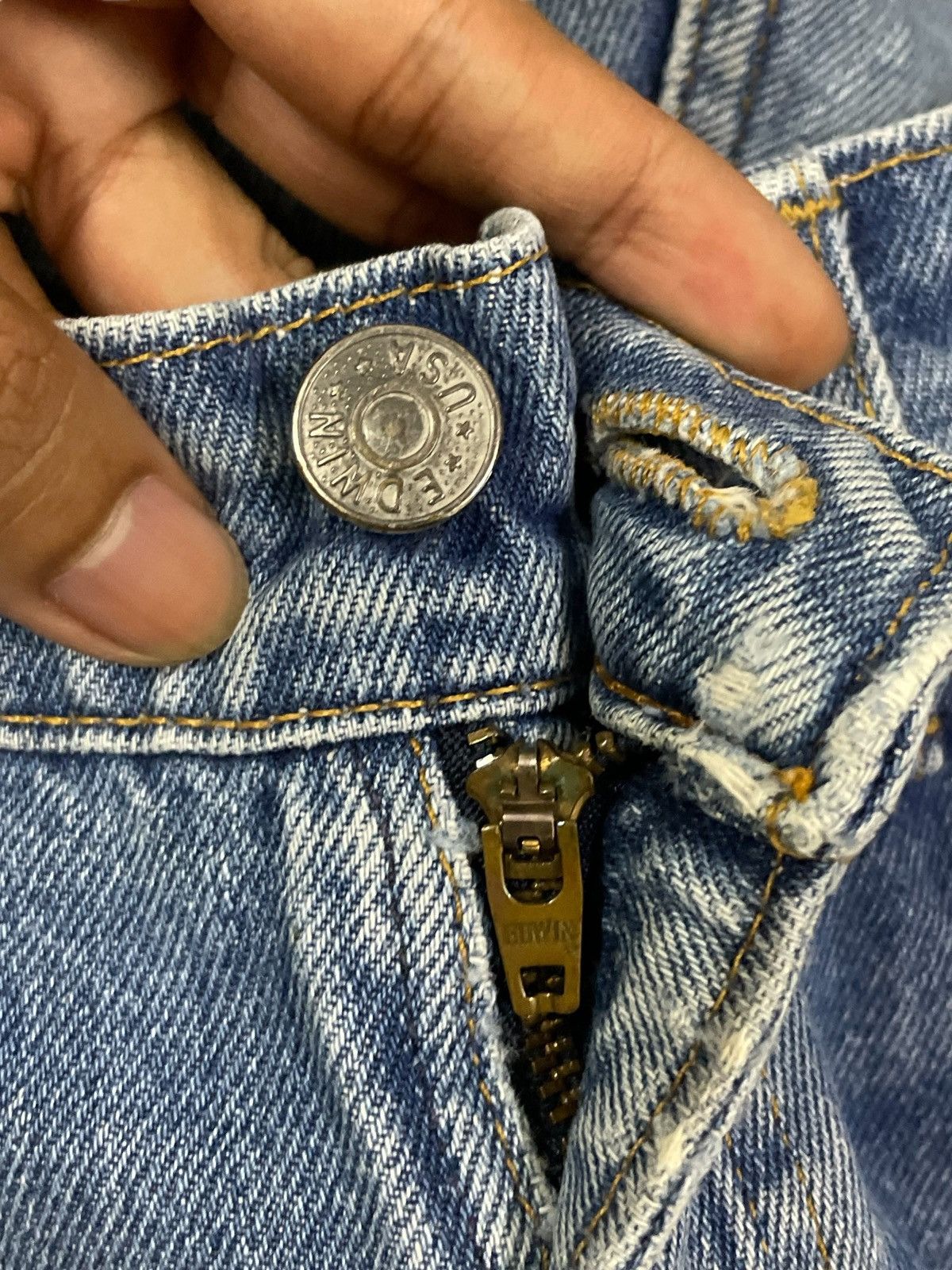 Edwin Rare 90s Edwin US Classic Loose Straight Fit Ripped Jeans Size US 32 / EU 48 - 12 Thumbnail