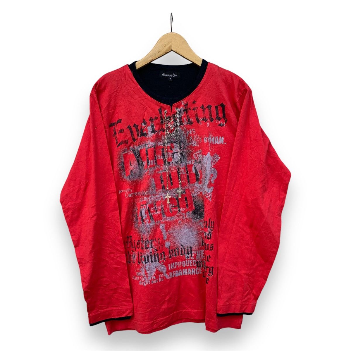 If Six Was Nine × Japanese Brand × Le Grande Bleu (L.G.B.) Beaumont carr Crosses japanesbrand y2k poem longsleeave tee Size US L / EU 52-54 / 3 - 2 Thumbnail