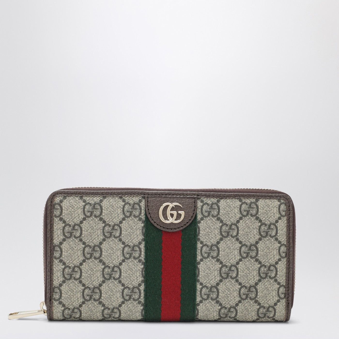 Gucci Gucci Ophidia Zip-Around Wallet In Beige And Brown Gg Supreme Canvas Size ONE SIZE - 1 Thumbnail