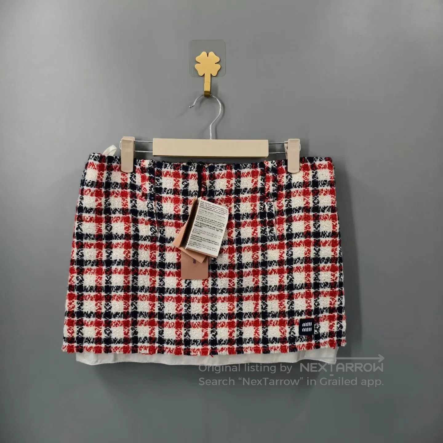 Miu Miu Miu Miu Red Plaid Woven Mini Skirt| Size S / US 4 / IT 40 - 1 Thumbnail