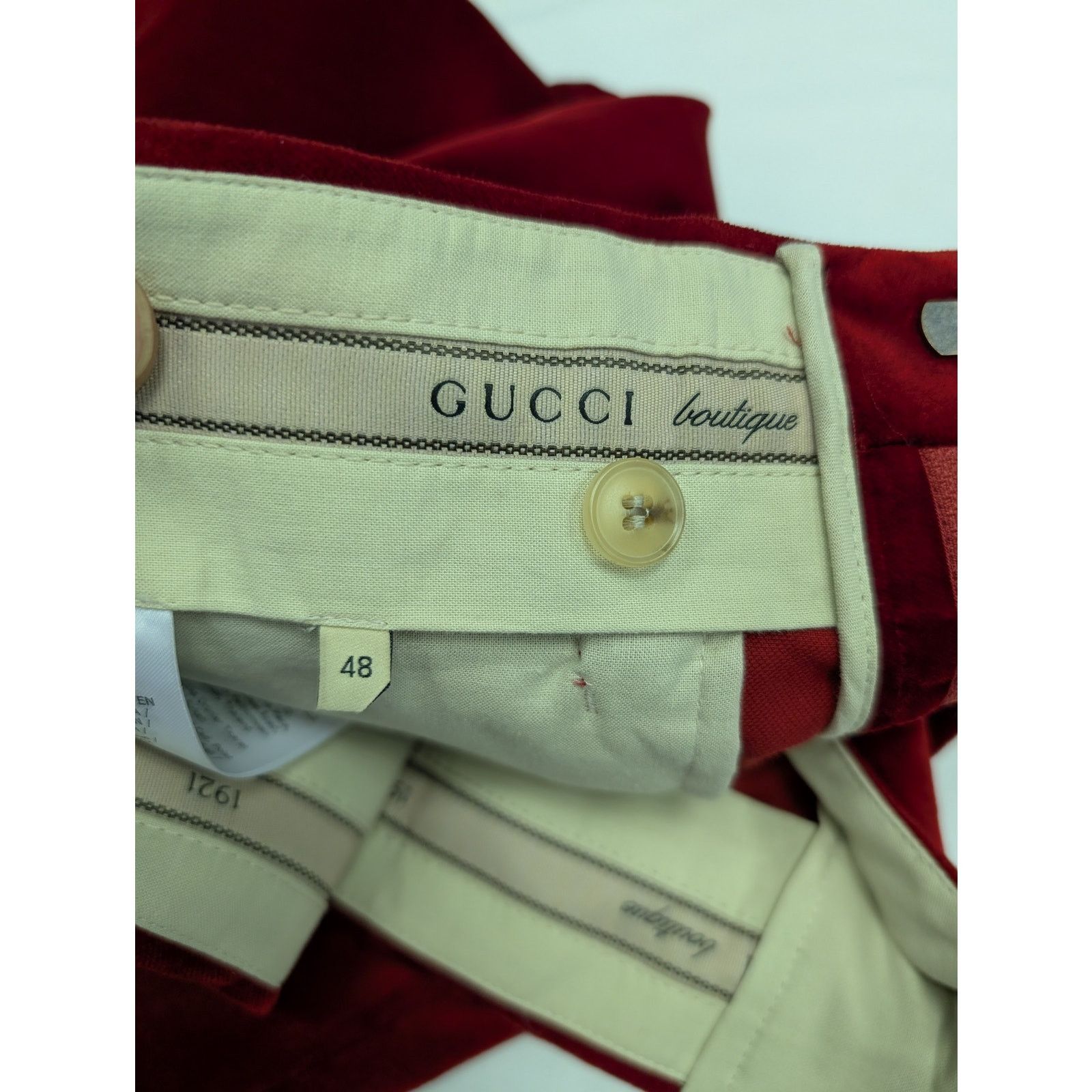 Gucci o1rshd1 Stretch Velvet W/Leather Short Pant in Fire/Mix Size US 32 / EU 48 - 14 Thumbnail