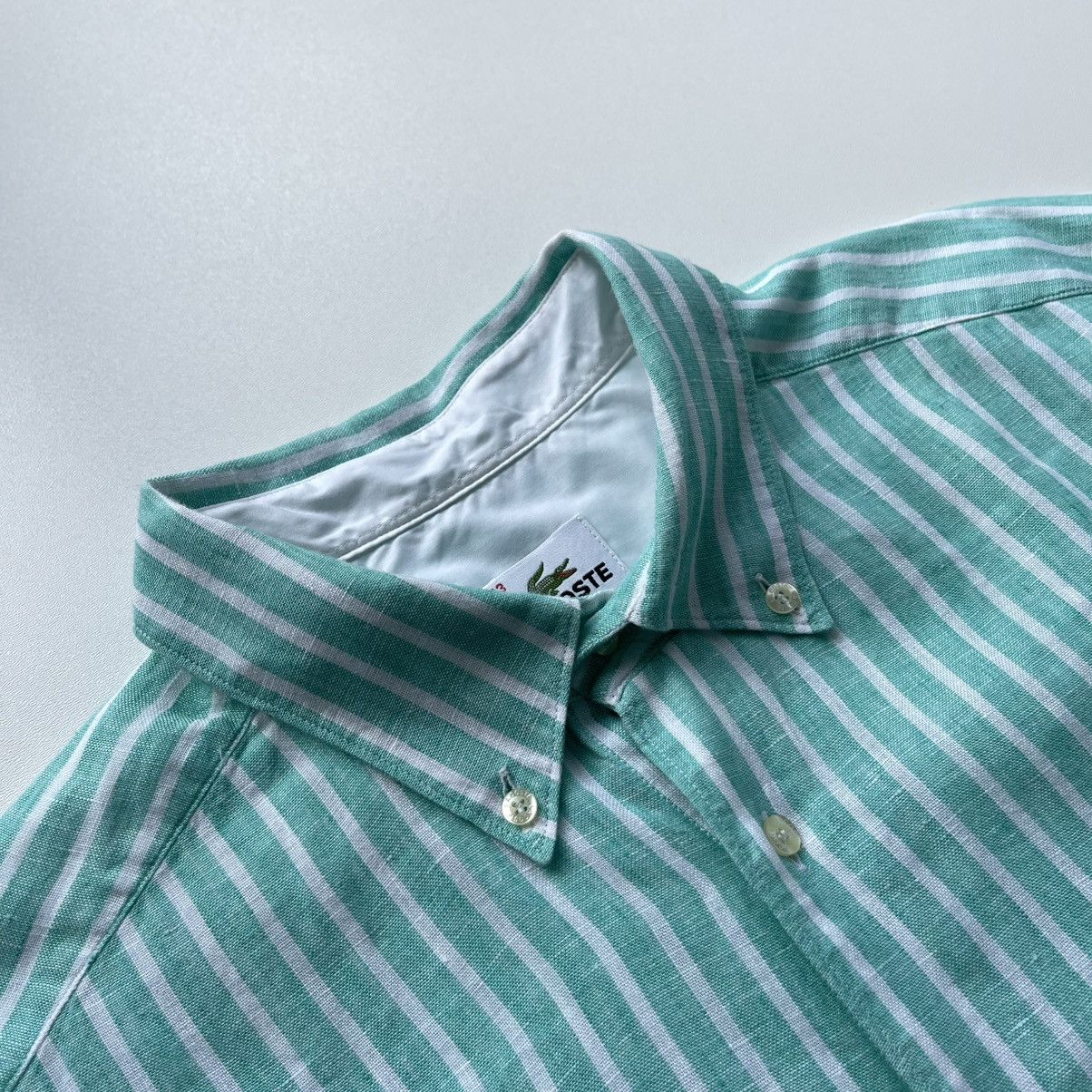 Lacoste × Vintage Lacoste Linen Flax Stripe Pocket Shirt Mint/White Size US XL / EU 56 / 4 - 8 Thumbnail