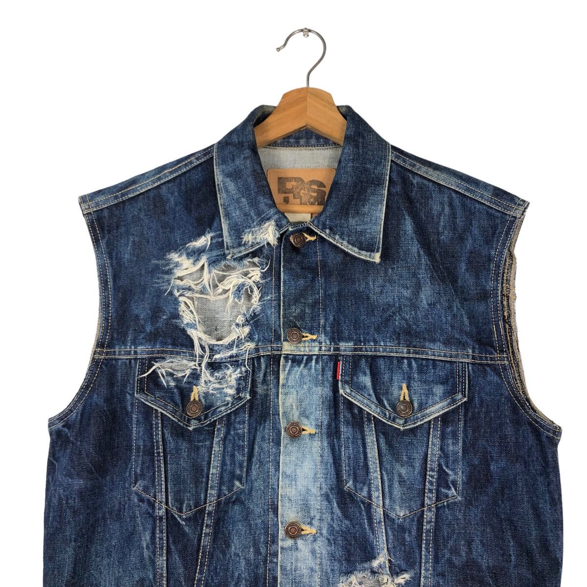 Japanese Brand 🔥Vintage Denim Tank Top Trucker Cafe Racer RSM Issey Miyake Size US M / EU 48-50 / 2 - 3 Thumbnail