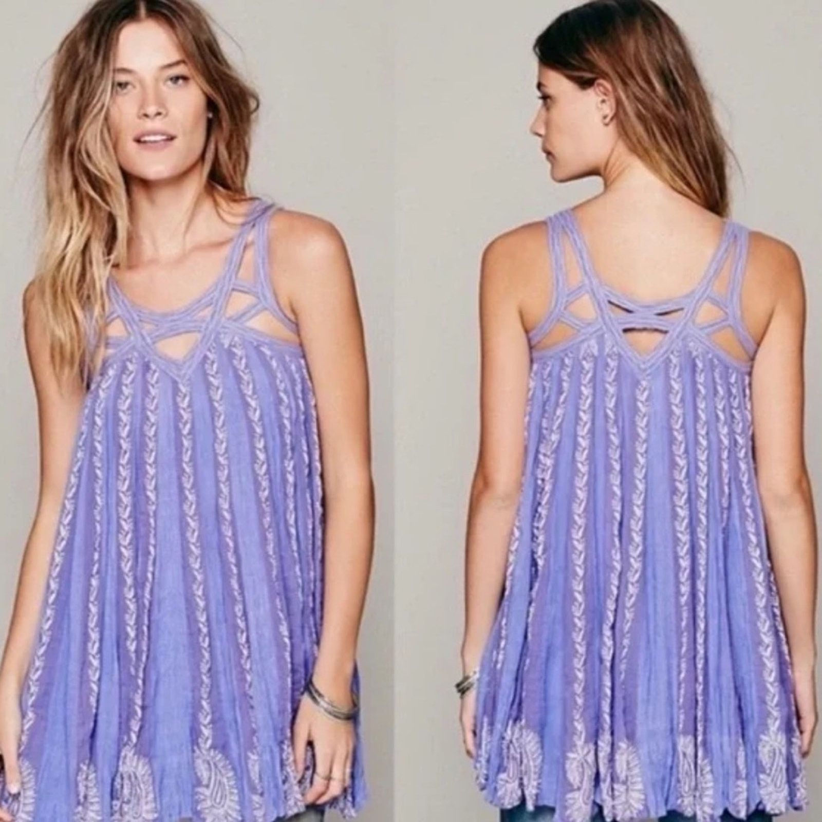 Free People Free People FP One Paisley Vine Tank Tunic Mini Size M / US 6-8 / IT 42-44 - 1 Thumbnail