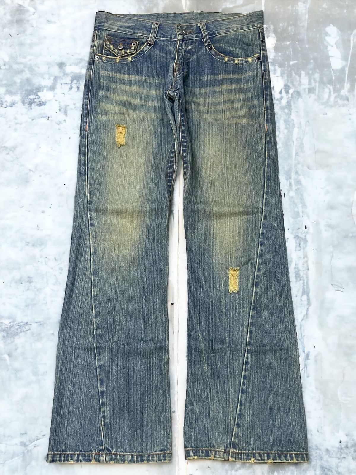 Hysteric Glamour Japanese Spiral Cut Flare Distressed Jeans Size US 32 / EU 48 - 1 Thumbnail