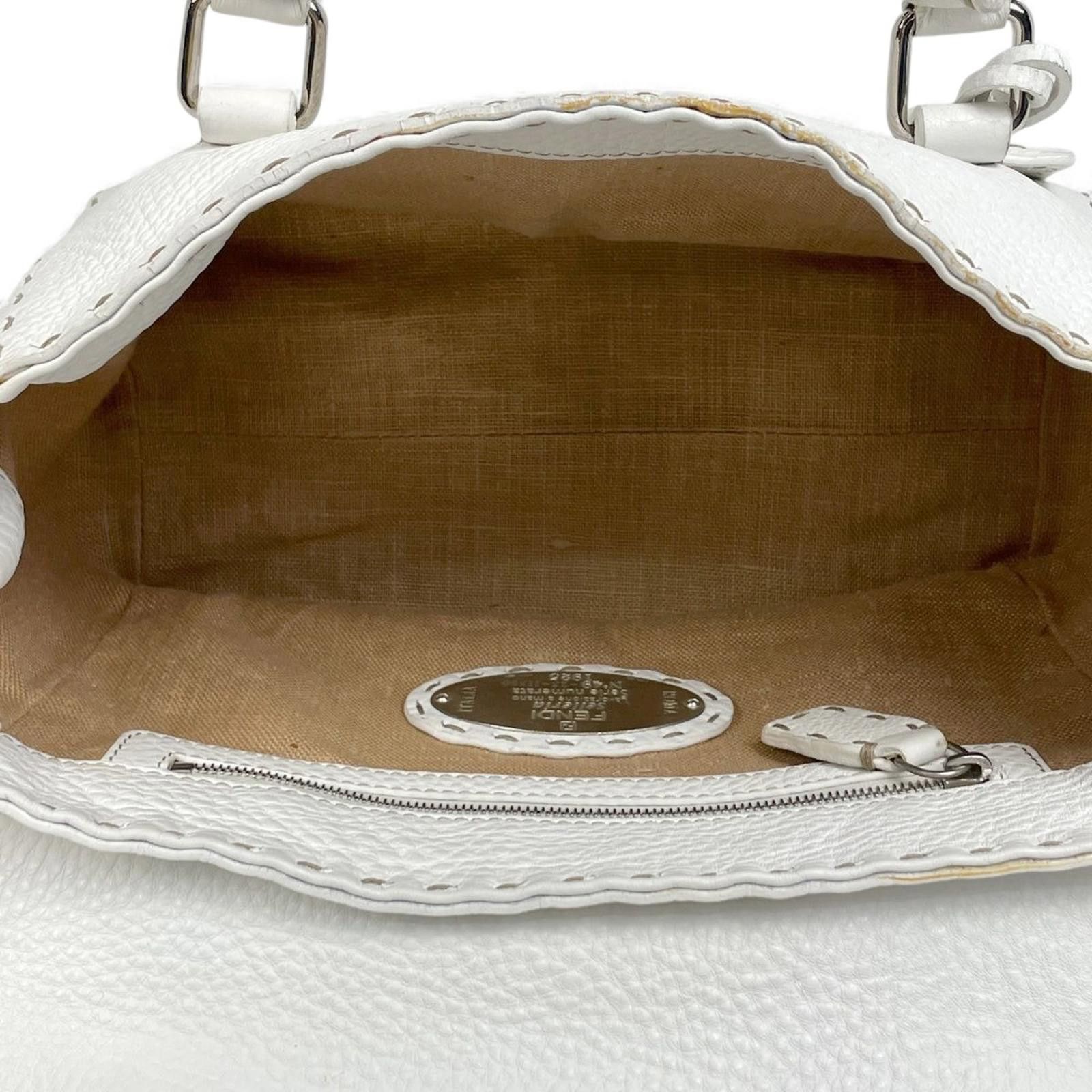 Fendi Fendi - White Leather Selleria Satchel Bag Size ONE SIZE - 9 Thumbnail