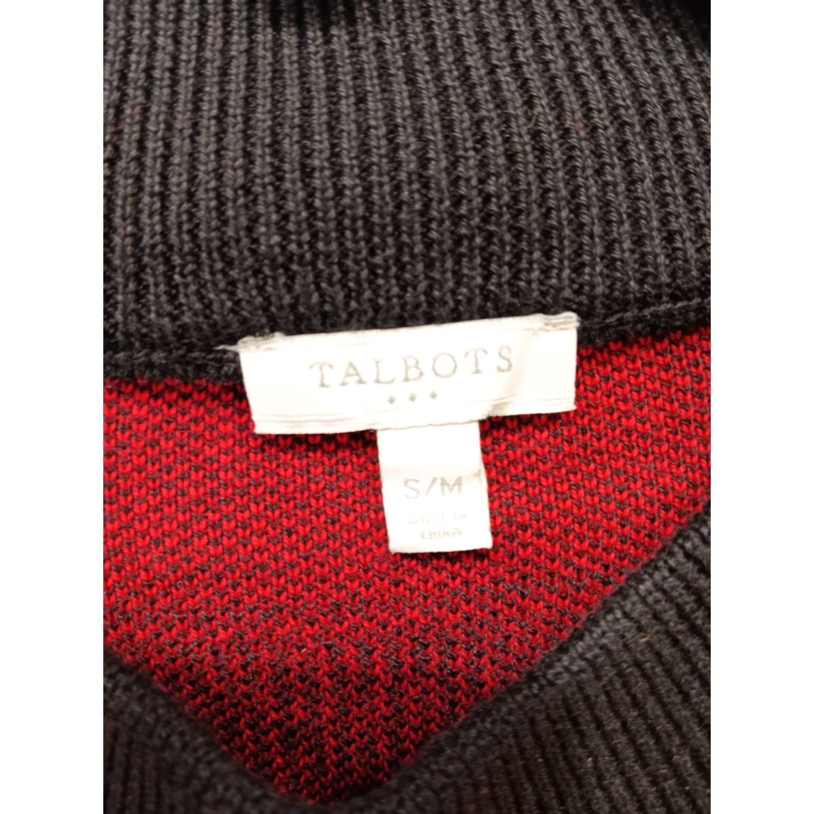 Talbots Talbots Poncho Women M Buffalo Plaid Red Black 100% Cotton Knit Mid-Length Cape Button Accents Christmas Holiday Elegant Size M / US 6-8 / IT 42-44 - 3 Thumbnail