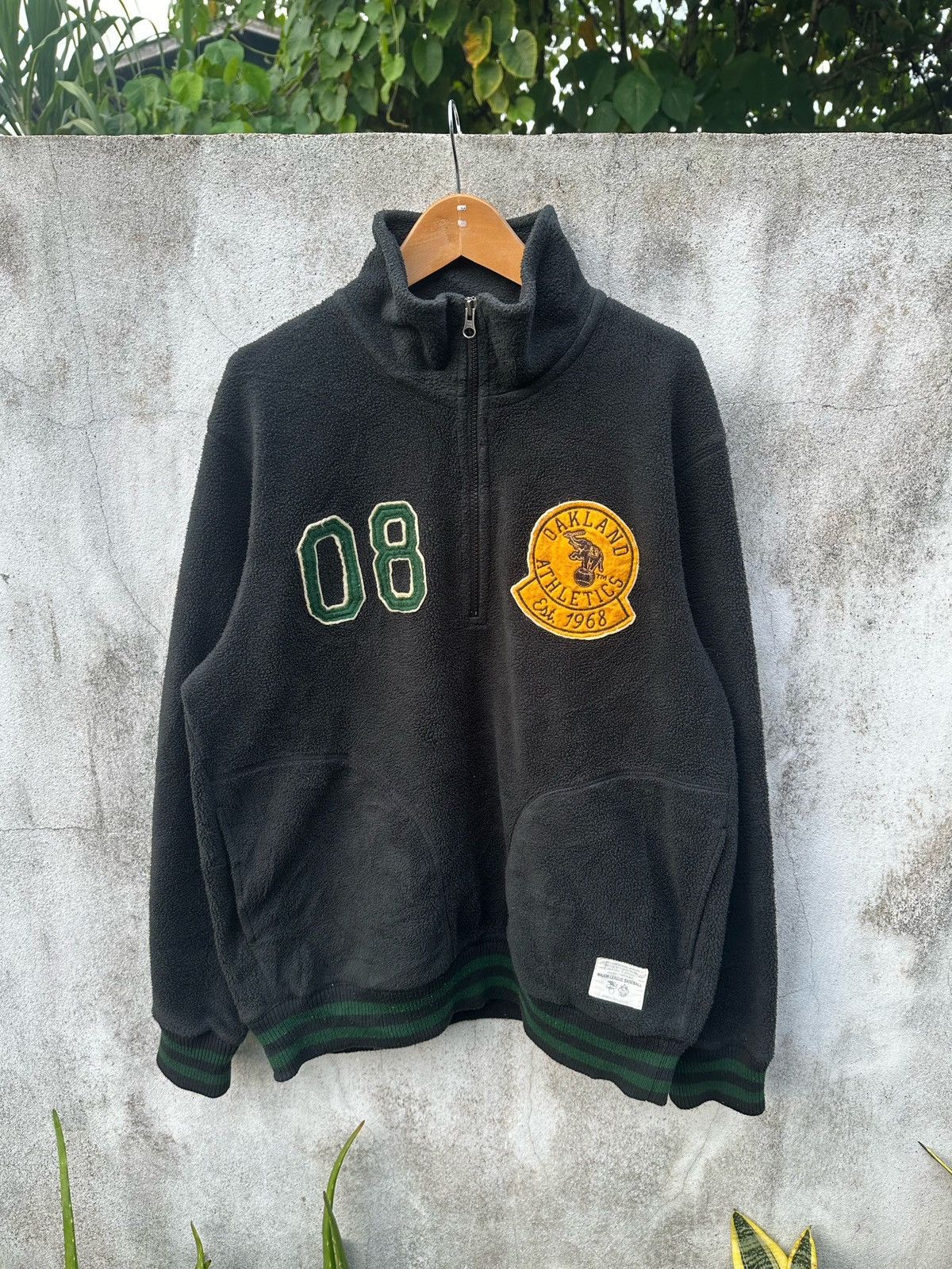 MLB Mlb Oakland atlentic half zipper fleece sweatshirt Size US XL / EU 56 / 4 - 4 Thumbnail