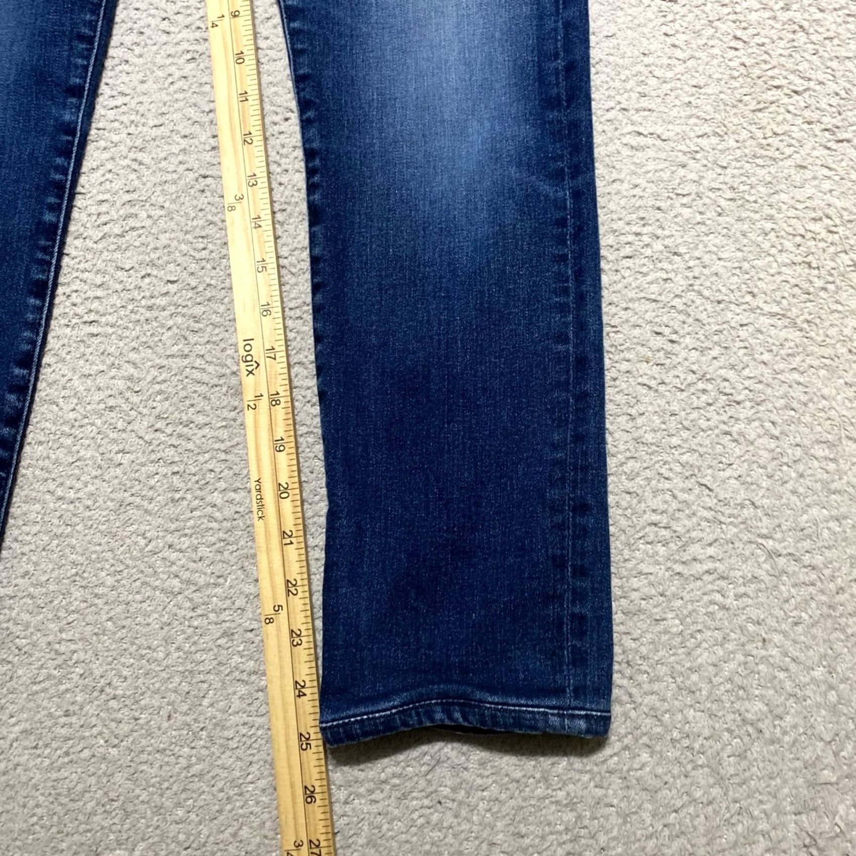 Denime AG Adriano Goldschmied Jeans Blue Denim Dark Wash Slim 29 - Womens - 5-Pocket Crop Stretch Button Zip Inseam 25 in Size 29" - 6 Thumbnail