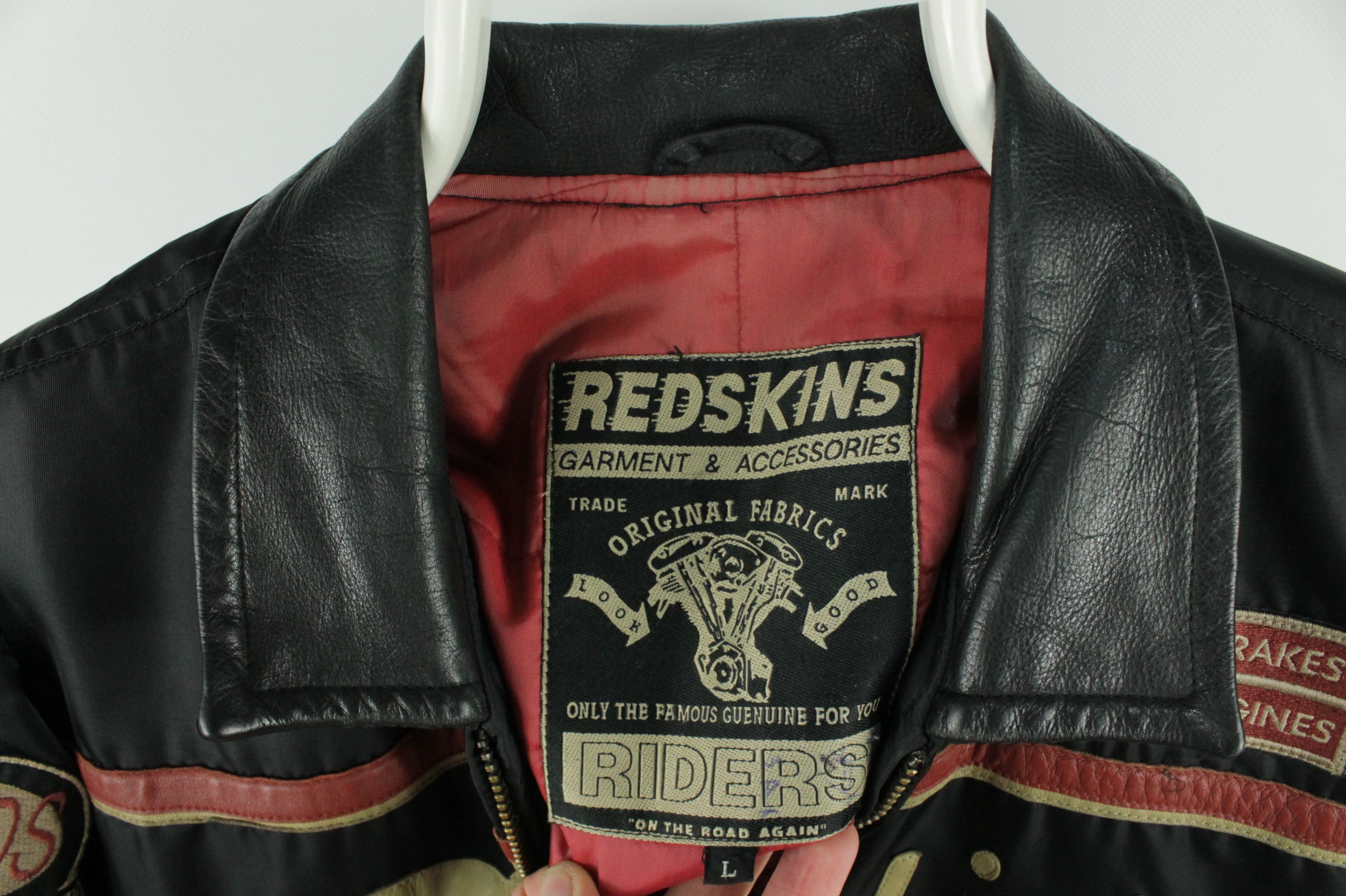 Other Vintage Redskins Motorsports Riders Nylon Leather Jacket Size US L / EU 52-54 / 3 - 3 Thumbnail