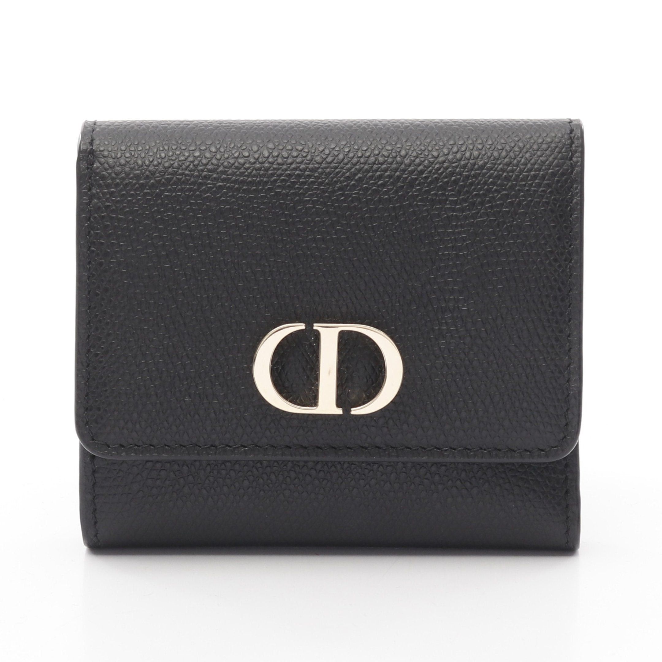 Dior Dior 30 Montaigne Lotus Wallet Trifold Compact Leather Black Size ONE SIZE - 1 Thumbnail
