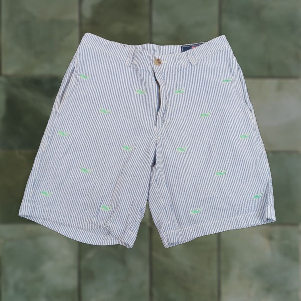 Vineyard Vines VINEYARD VINES Shorts Mens 30 Blue White Striped Seersucker Chino Club Casual Stretch Size US 30 / EU 46 - 1 Thumbnail