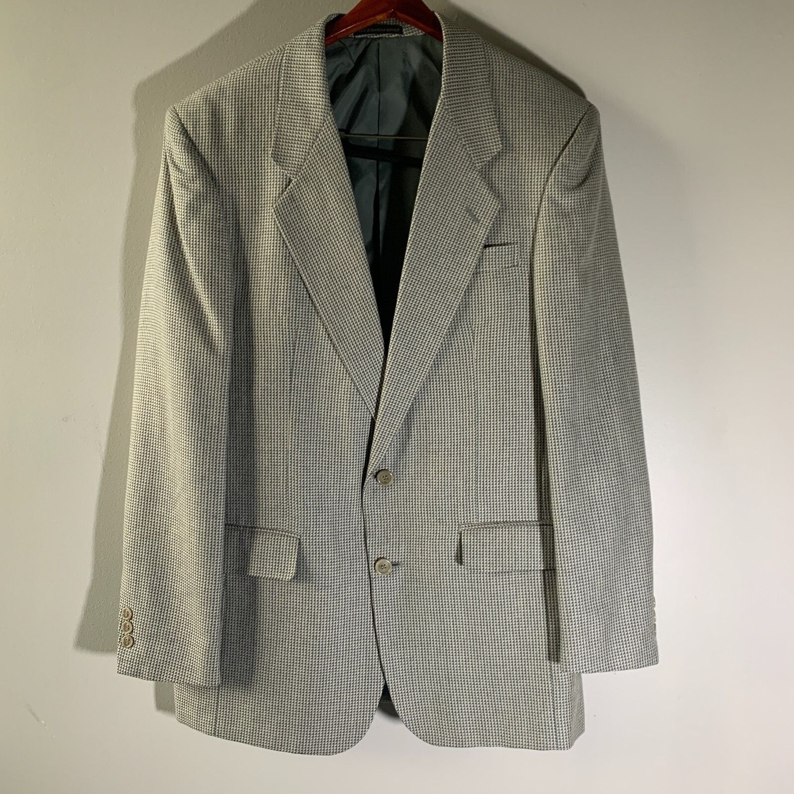 Pierre Balmain PIERRE BALMAIN Paris Mens Blazer Jacket Sz 42 Micro Plaid Ch Size 42R - 1 Thumbnail
