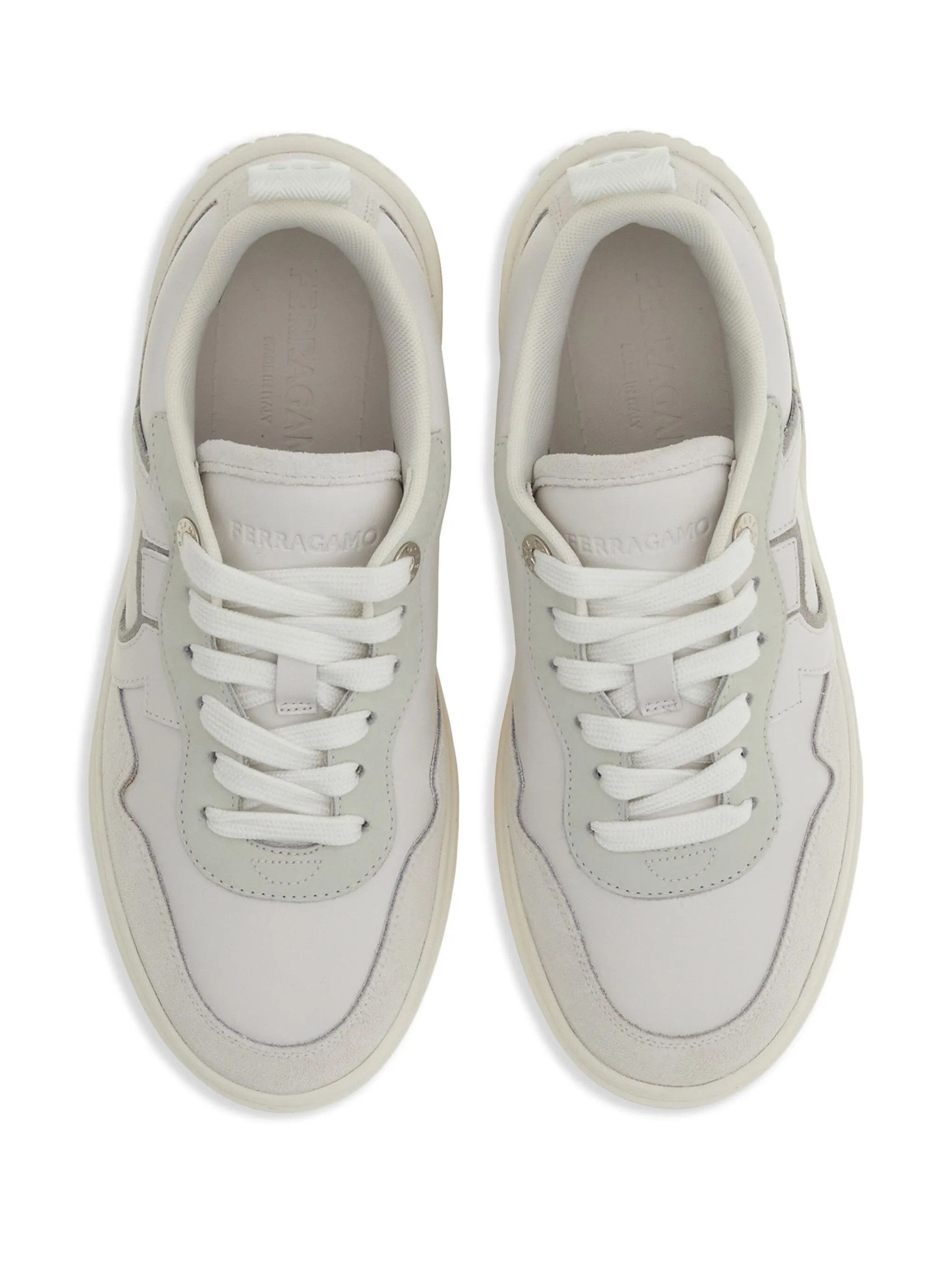 Salvatore Ferragamo o1s1rm0526 Gancini Lace-up Sneakers in Optical White Size US 7 / IT 37 - 4 Thumbnail