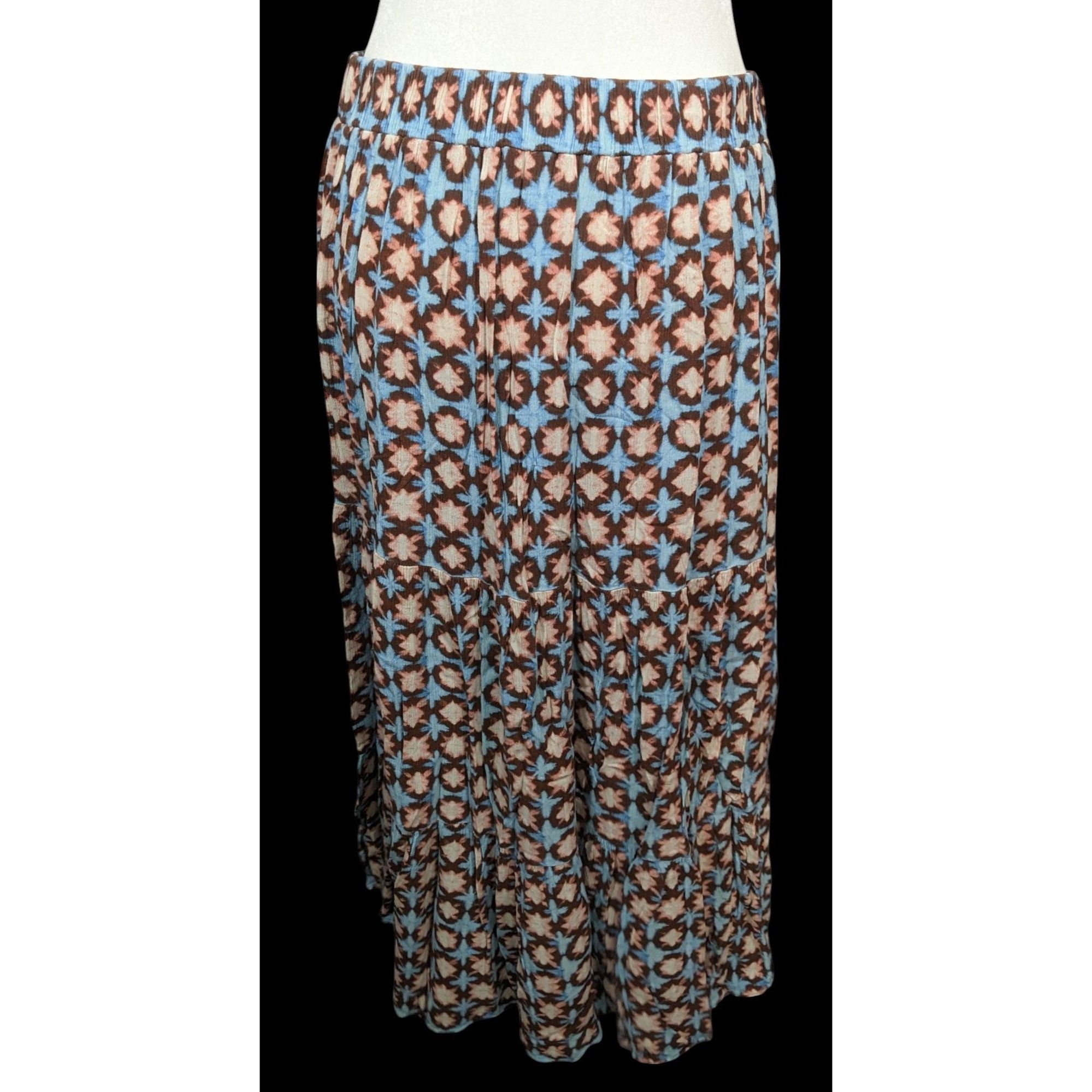 Loft Loft Cottagecore Blue Brown And Pink Abstract Maxi Skirt Size 32" / US 10 / IT 46 - 2 Thumbnail