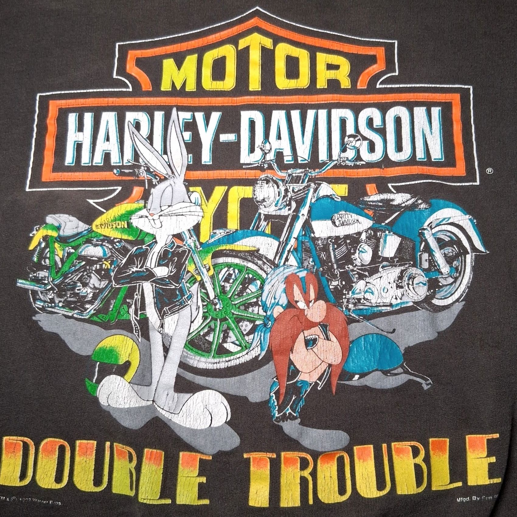 Harley Davidson Harley-Davidson Sweatshirt Large Black Distressed Bugs Bunny Yosemite Sam Vintage Crewneck Pullover Men Winter Fall Spring Graphic Size US L / EU 52-54 / 3 - 2 Thumbnail