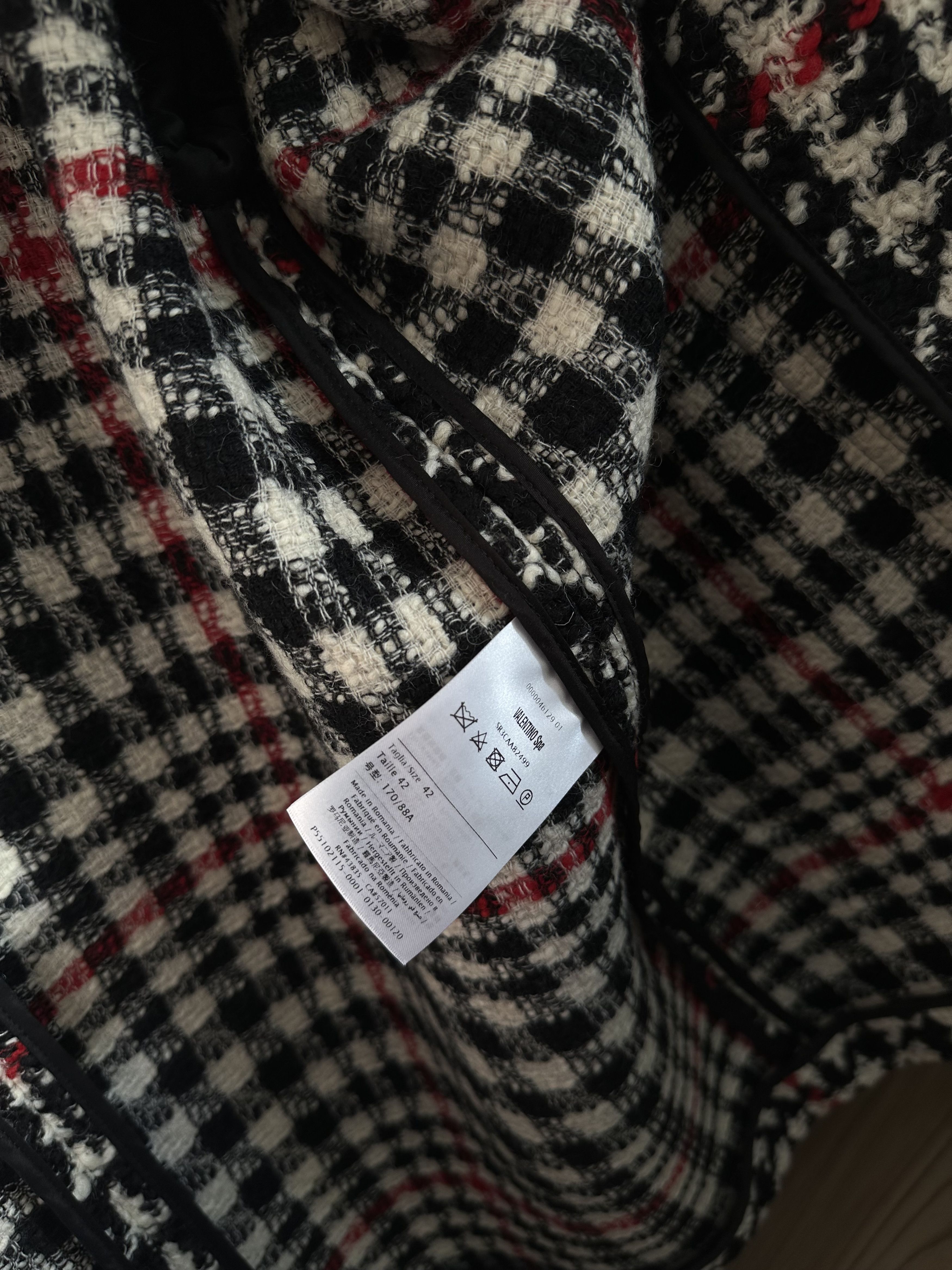 RED Valentino RED Valentino Black and Red Check Tweed Coat Size S / US 4 / IT 40 - 5 Thumbnail