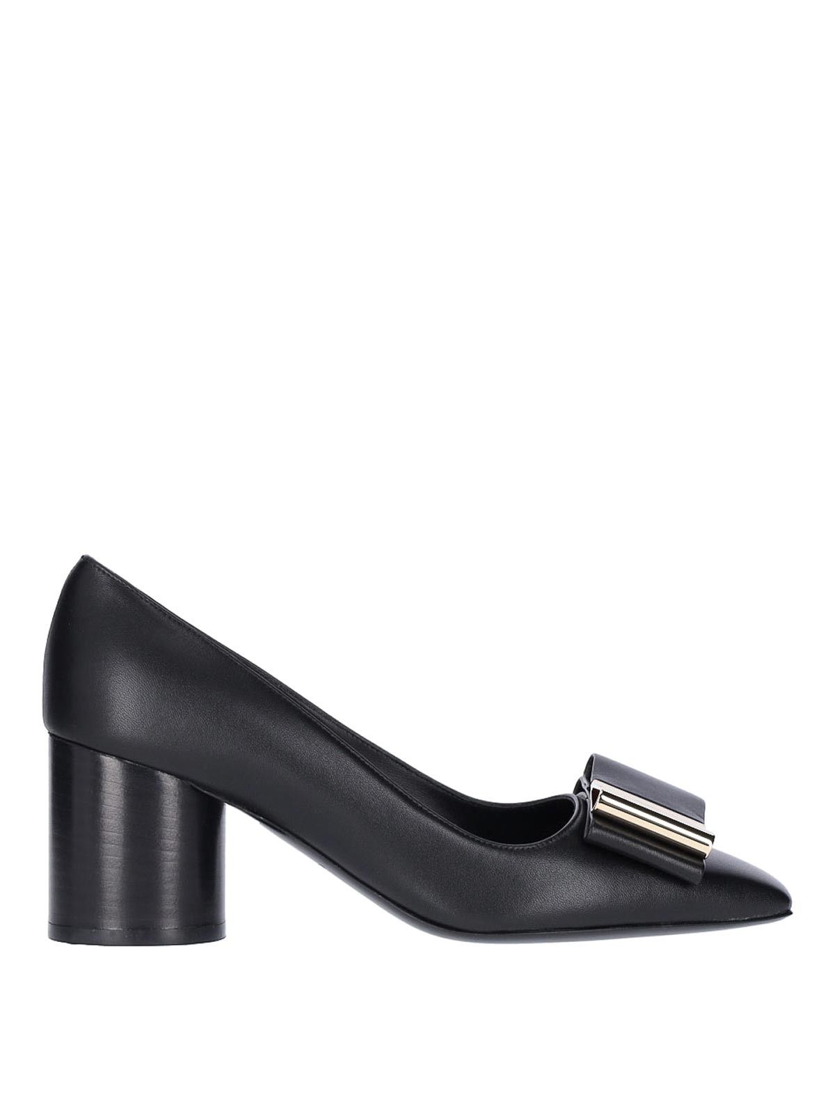 Salvatore Ferragamo o1s1rm0526 Lena 60 Leather Pumps in Black Size US 7 / IT 37 - 1 Thumbnail