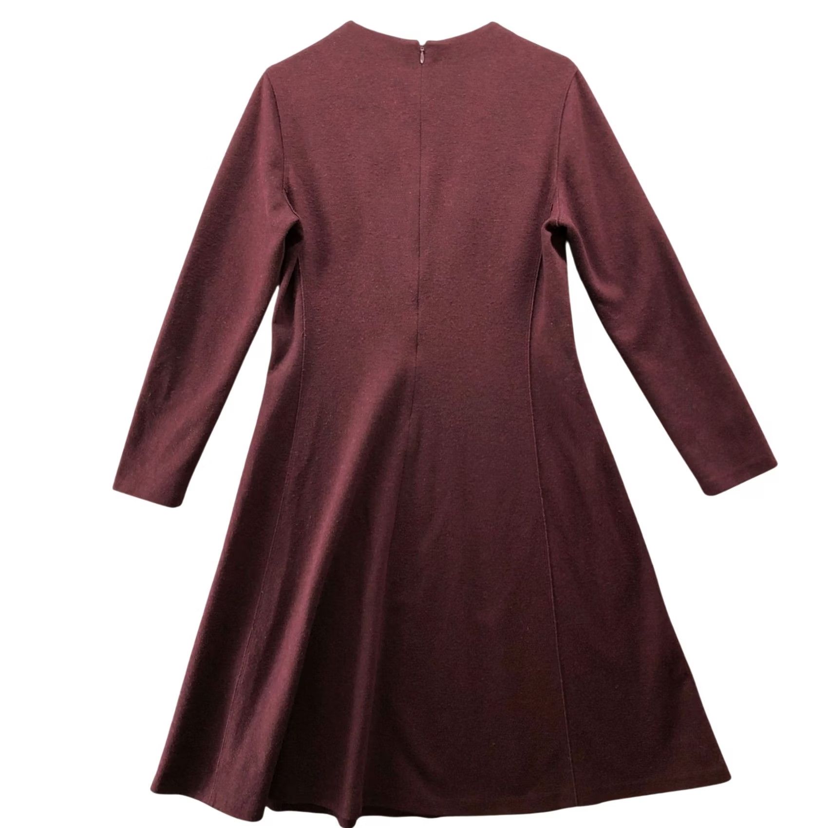 Uniqlo Uniqlo Wool Blend Midi Dress Size L Burgundy A-Line Long Sleeve Womens Size L / US 10 / IT 46 - 2 Thumbnail