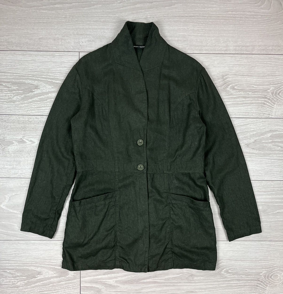 Gudrun Sjoden Gudrun Sjoden Avante Garde Linen Viscose Green Jacket Size L / US 10 / IT 46 - 1 Thumbnail