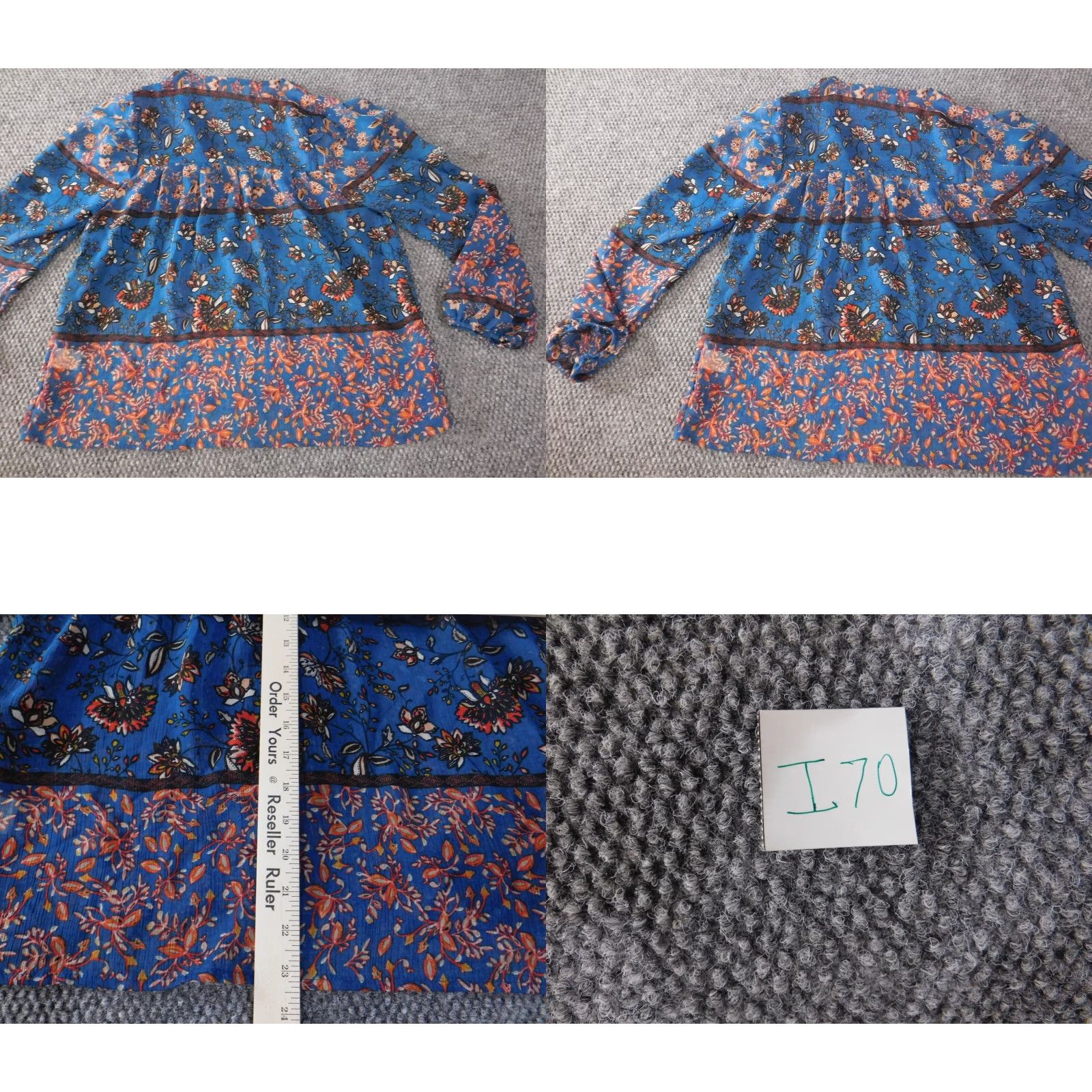 Vintage Everly Womens Blouse XS Blue Floral Top Designer Collared Pullover Casual Sleeve Button Polyester Rayon Regular Women's Top Size XS / US 0-2 / IT 36-38 - 8 Thumbnail