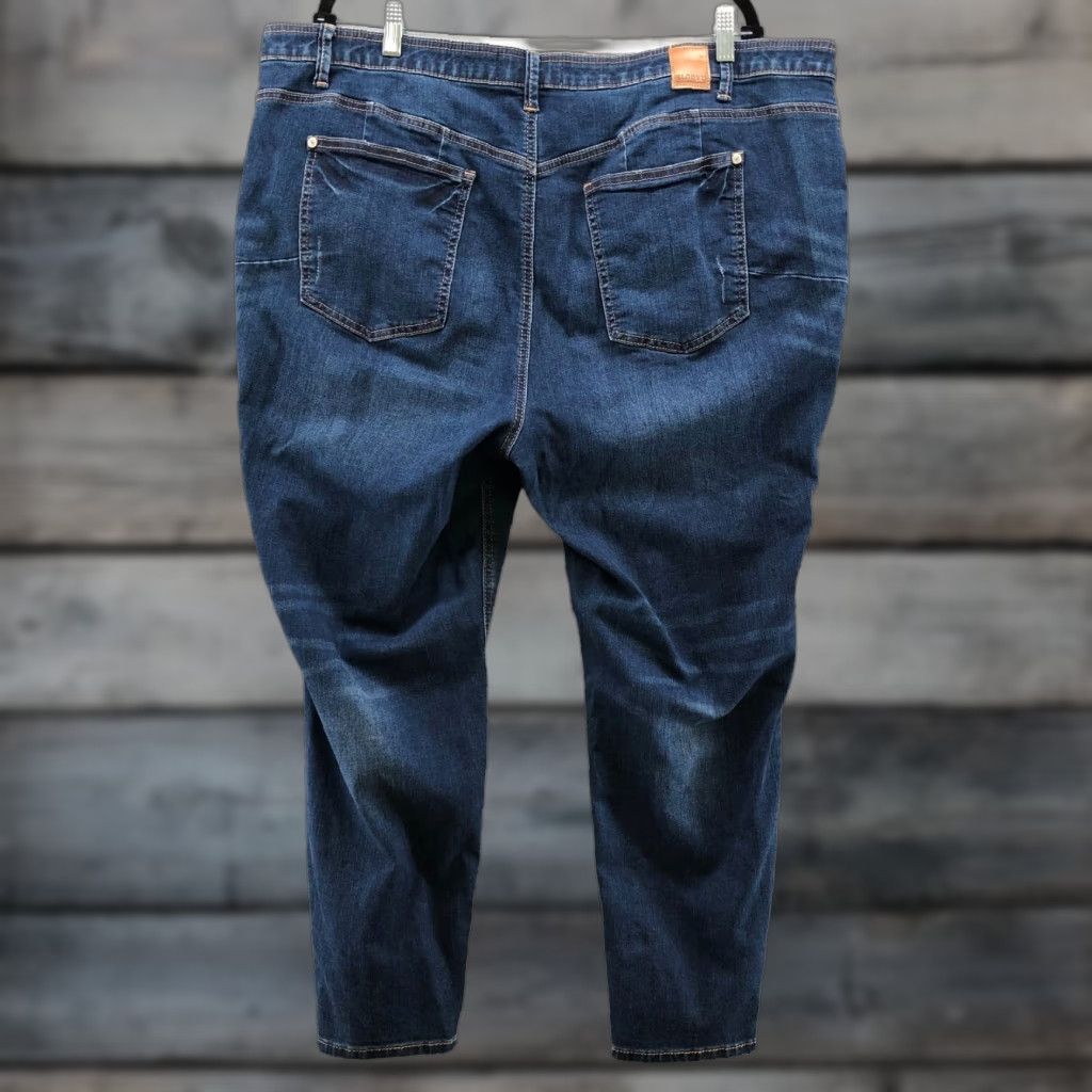 Vintage Eloquii High Rise Skinny Jean Womens Plus Size 24 Blue Distressed Classic Fit Jeans Size 42" / US 20 - 1 Thumbnail
