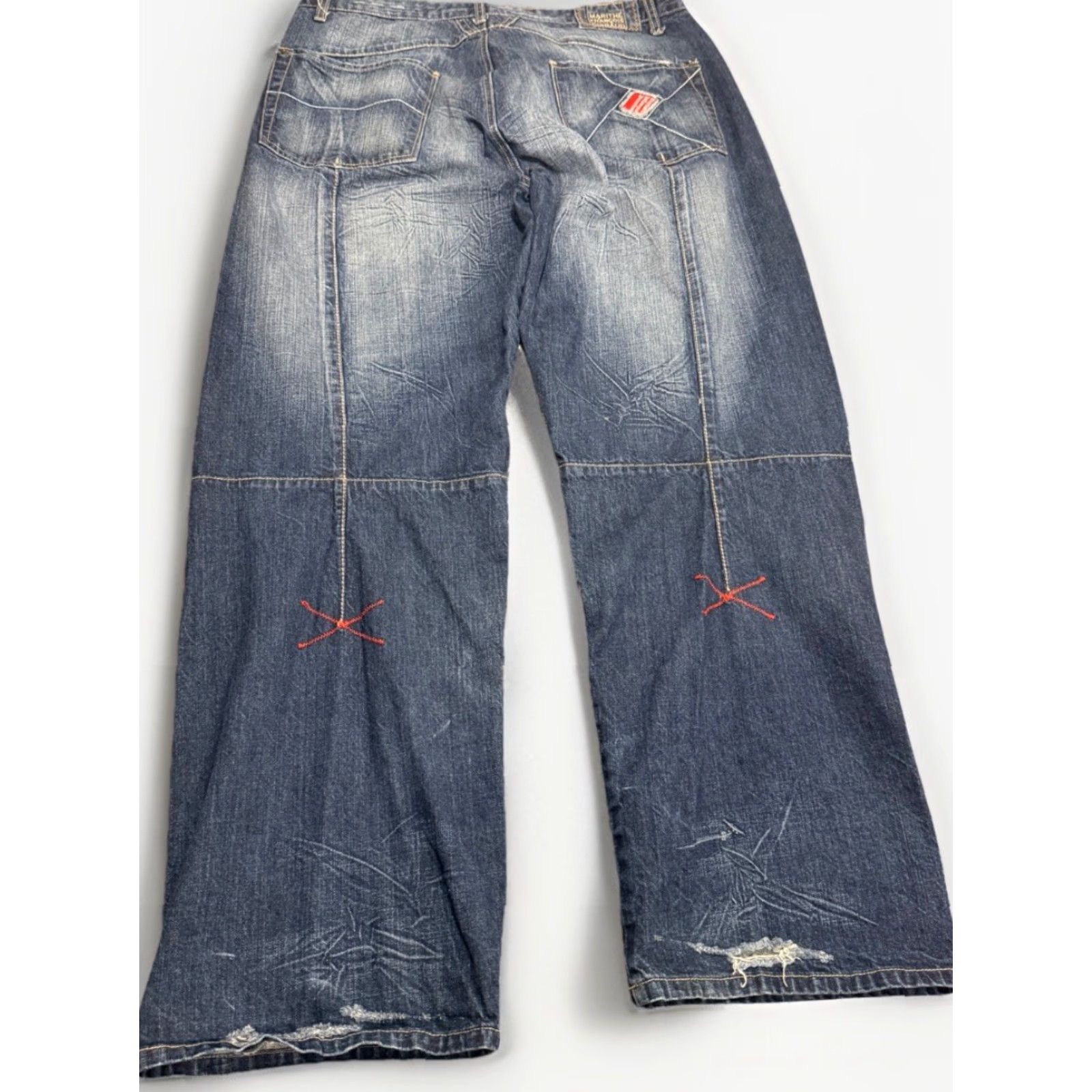 Denime VINTAGE Marithe Francois Girbaud Jeans Mens 38 Regular Blue 33in Inseam Baggy Straight Denim 1990s Mens Size US 38 / EU 54 - 5 Thumbnail