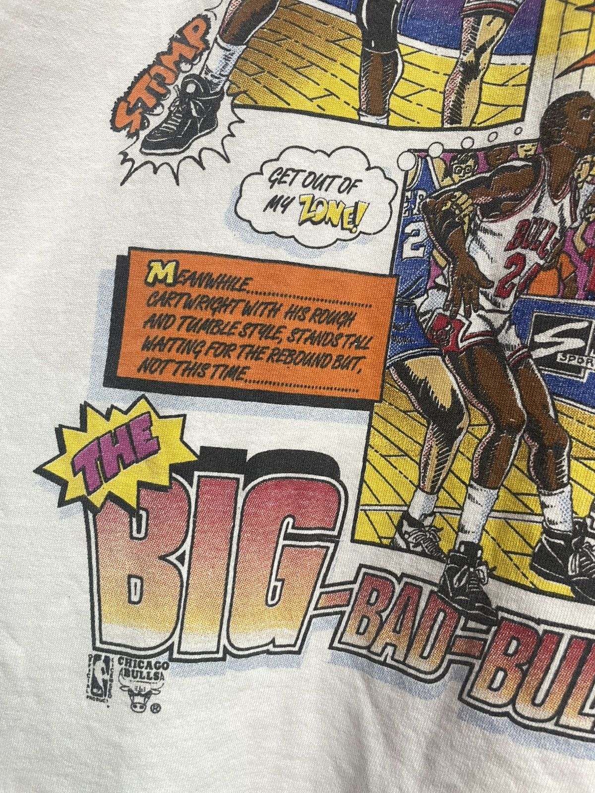 NBA Vintage 90s NBA Salem Chicago Bull Comic T-Shirt. Size US XL / EU 56 / 4 - 4 Thumbnail