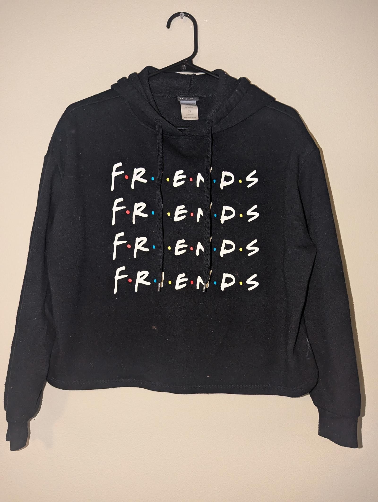Pink Vintage PINK Black Crop Hoodie F.R.I.E.N.D.S Edition Size XS Size XS / US 0-2 / IT 36-38 - 1 Thumbnail