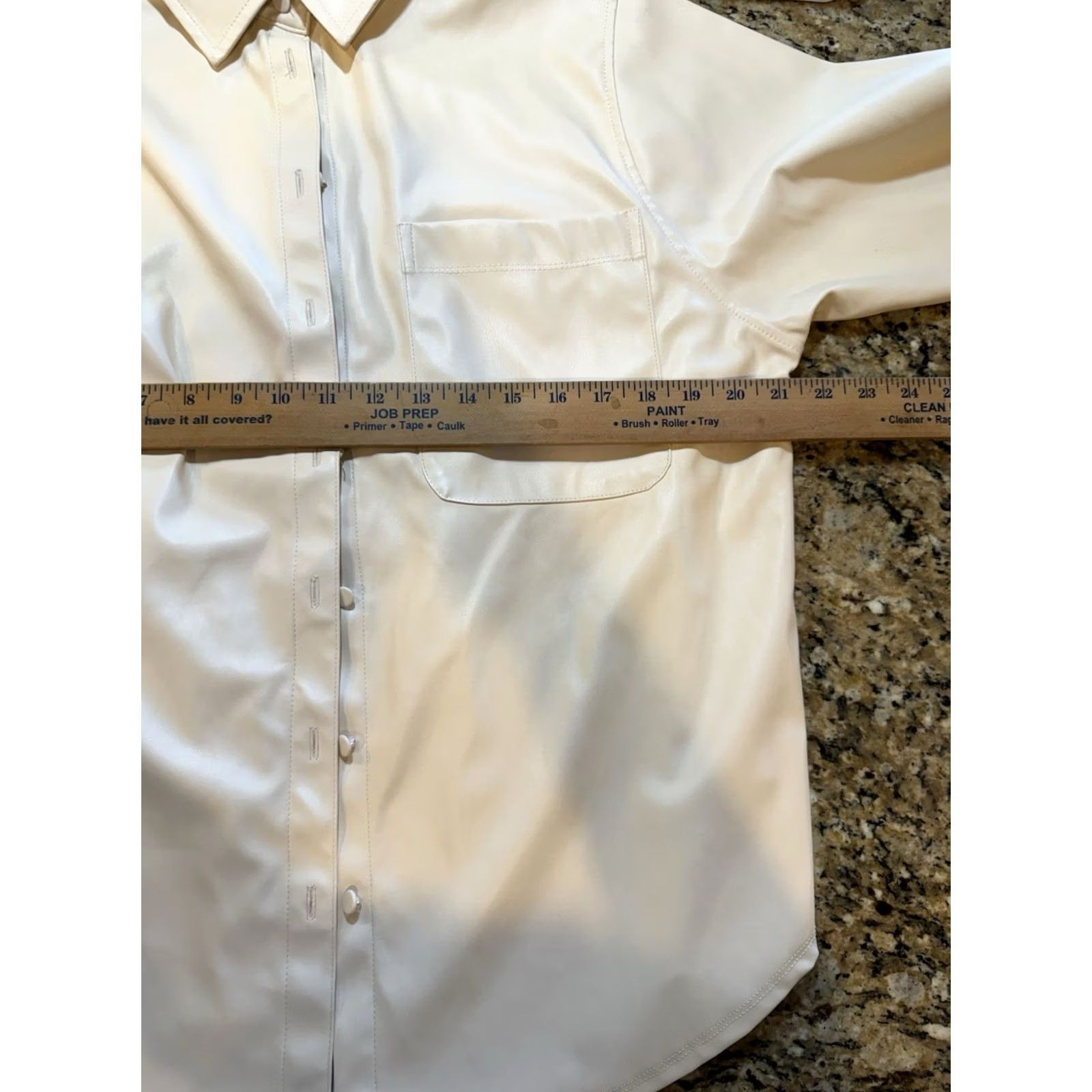 Vintage A New Day Cream Faux Leather Pleather Button-Down Long Sleeve Shirt XS Women Ivory Regular Down 0? Size XS / US 0-2 / IT 36-38 - 6 Thumbnail