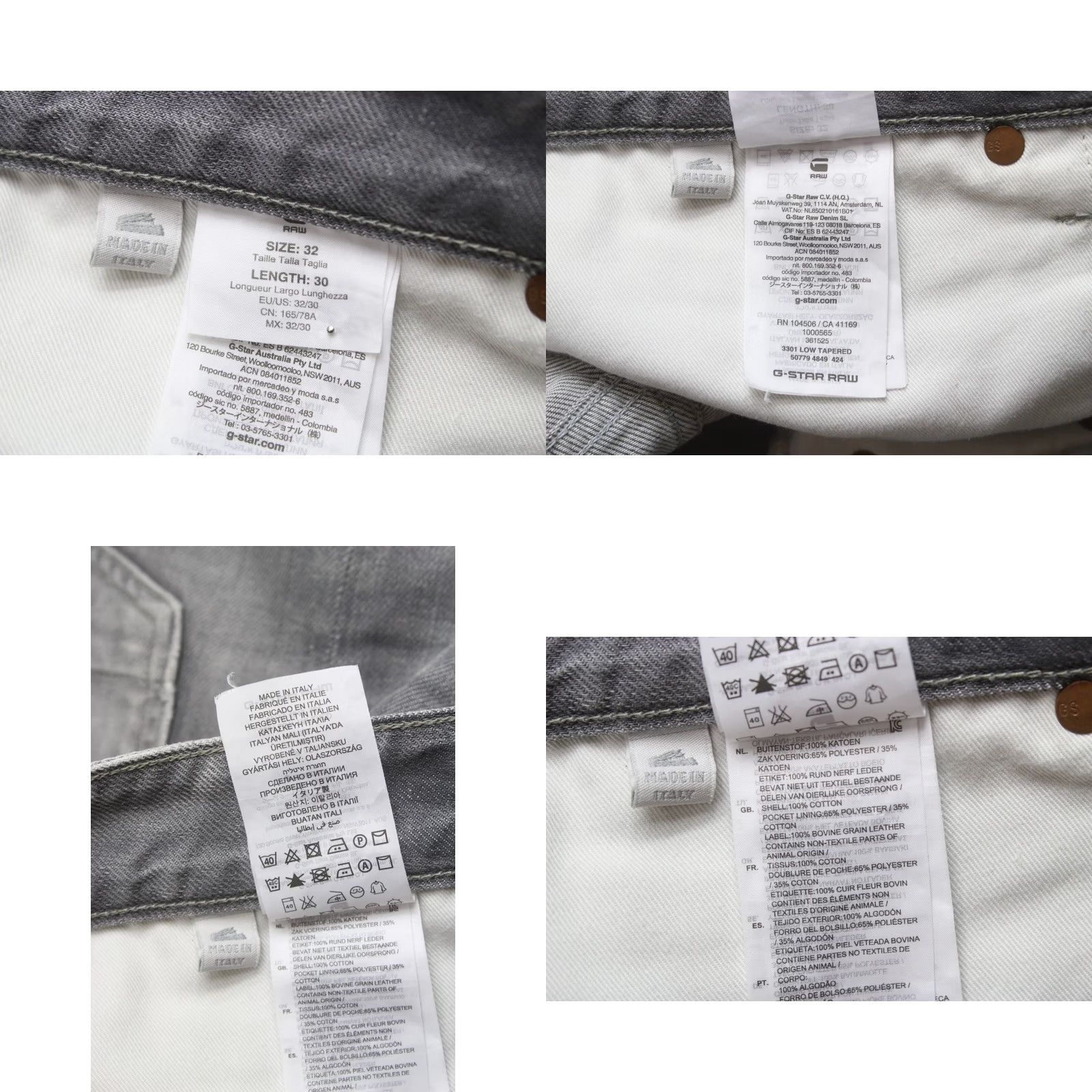 G-Star G-STAR 3301 Low Tapered Jeans Mens W32/L30 Whiskers Faded Grey Button Fly Jeans Size US 32 / EU 48 - 8 Thumbnail