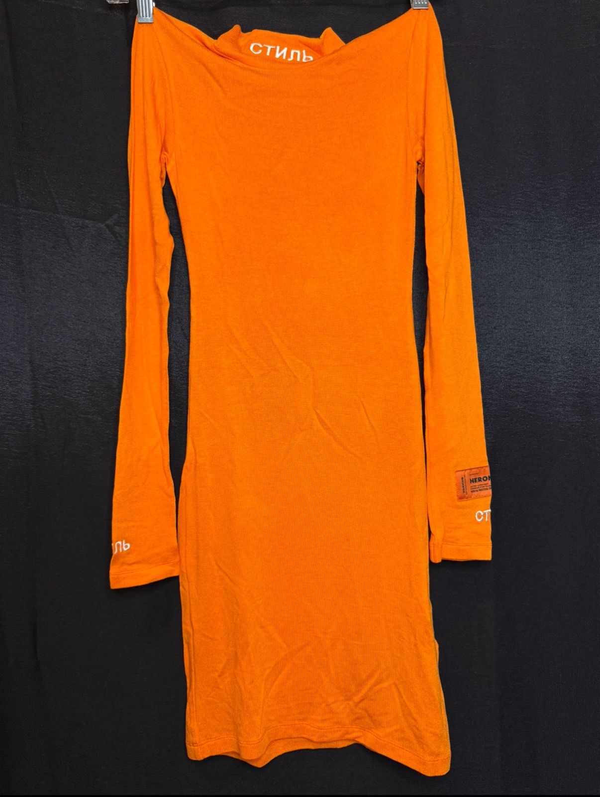 Heron Preston Heron Preston Orange “СТИЛЬ” Mock Neck Long Sleeve Top Size XS / US 0-2 / IT 36-38 - 7 Thumbnail