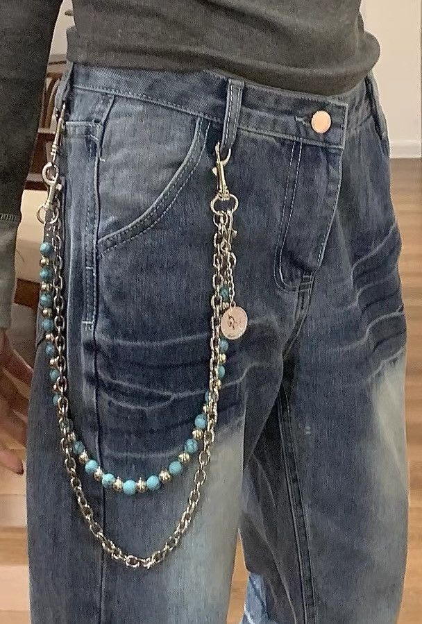 Japanese Brand Retro punk streetwear y2k double layer pocket wallet chain Size ONE SIZE - 4 Thumbnail