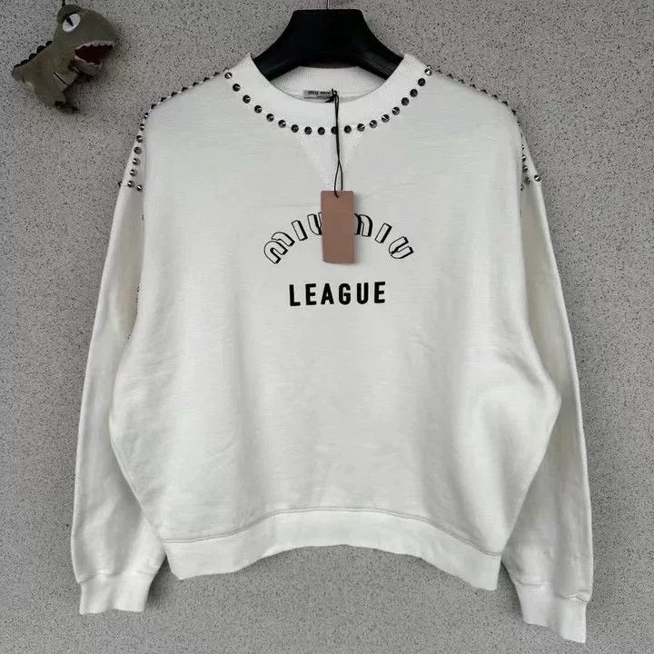 Miu Miu Miumiu Rivet Slogan Sweatshirt Size M / US 6-8 / IT 42-44 - 1 Thumbnail