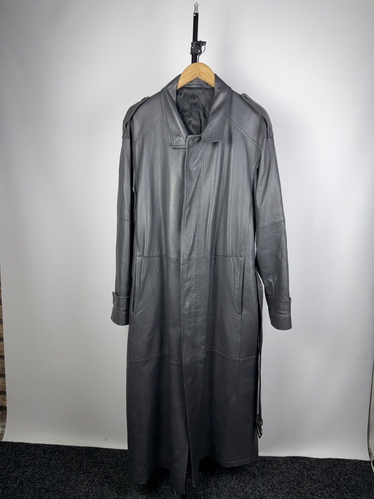 Vintage 90s Avant Garde Gothic Opium Leather Trench Coat