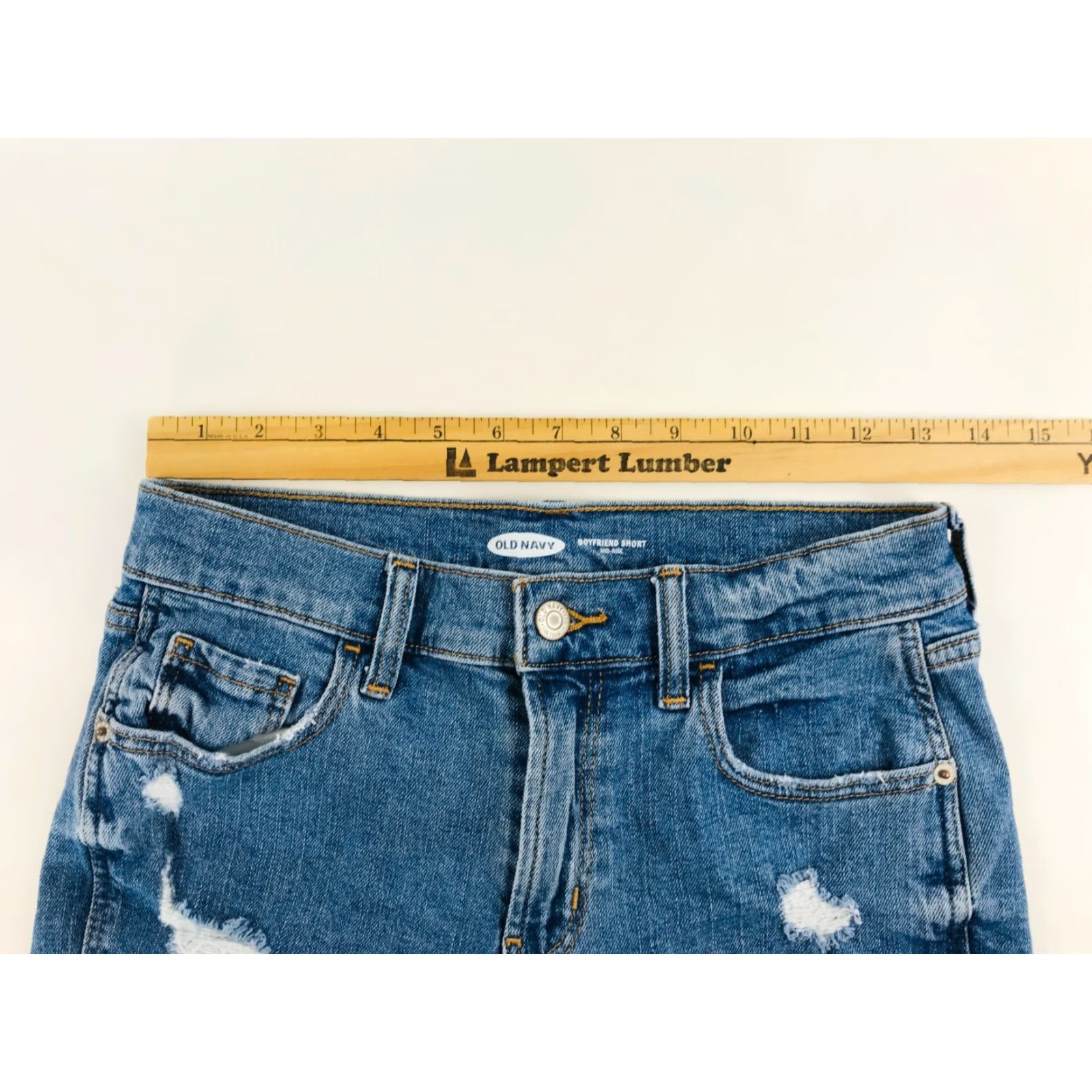 Old Navy Old Navy Shorts Women's 0 Blue Denim Distressed Boyfriend Rah Hem Mid Rise Regular Womens Jeans Shorts Size 25" / US 0 / IT 36 - 3 Thumbnail