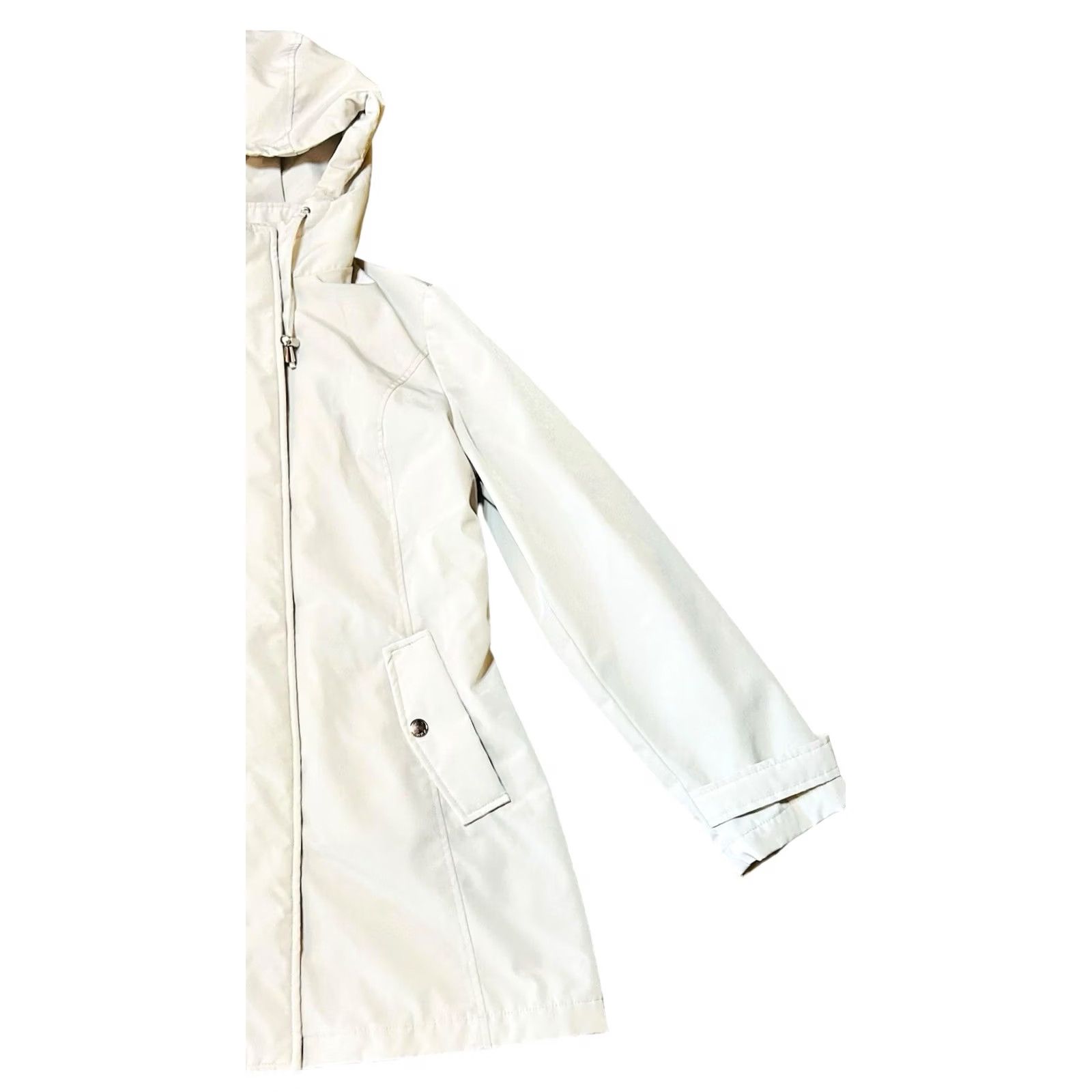 Vintage HFX Women's All Weather Trench Coat Hooded Water Resistant Cement Gray Medium Coat Size M / US 6-8 / IT 42-44 - 4 Thumbnail