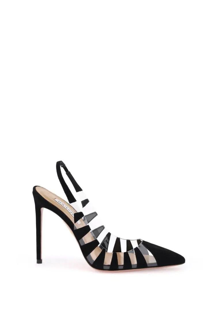 image of Aquazzura O1S22I1N0324 Sling Pumps Heel Shoes In Black, Women's (Size 11)
