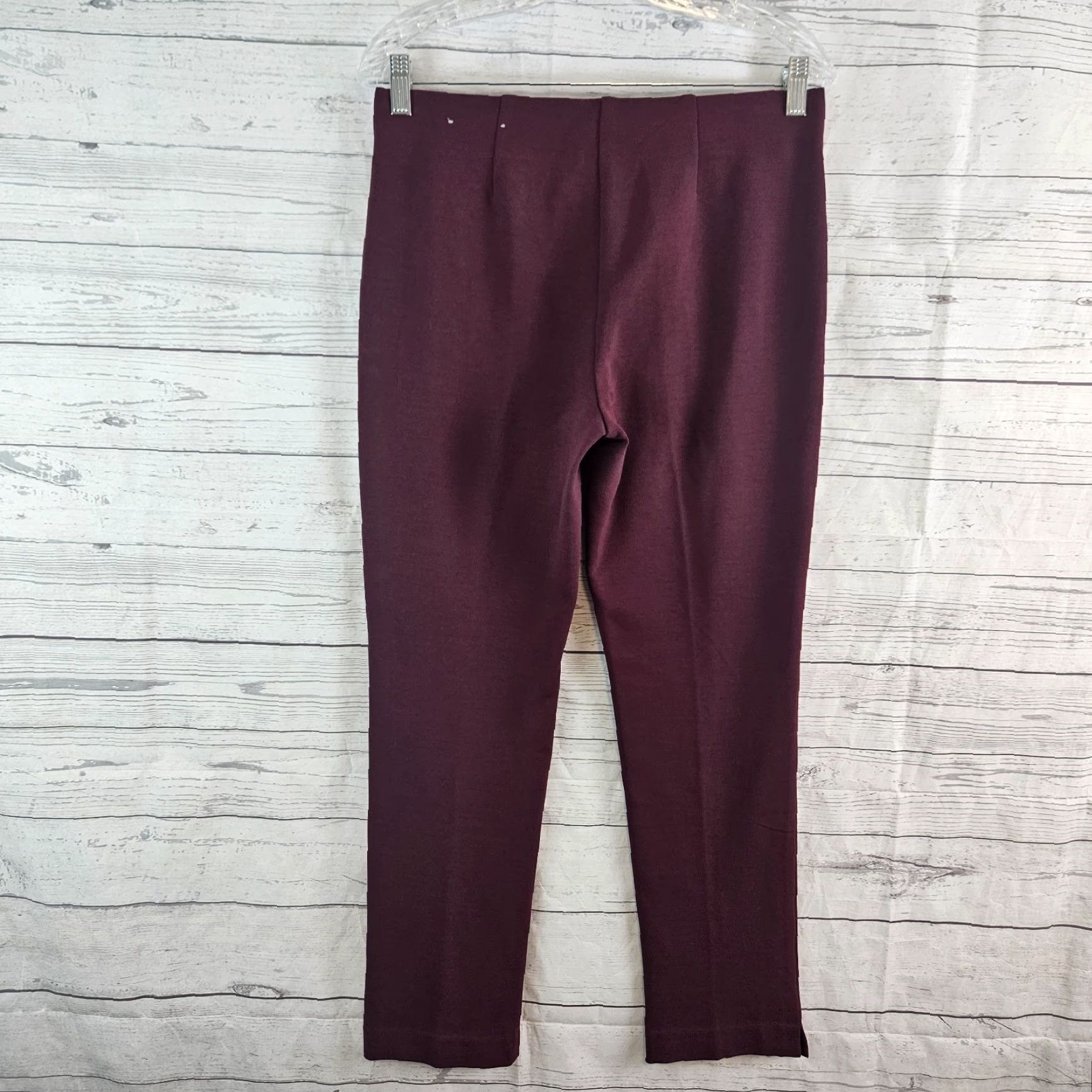 Vintage Chico's Womens Ponte Knit Ankle Pants Sz 0 US 4 Wine Red Mid Rise Pull On Pants Womens Red 27 In Inseam 15.5 Waist 9.5 Rise 4 Mens Ladies Girls Size 27" / US 4 / IT 40 - 3 Thumbnail