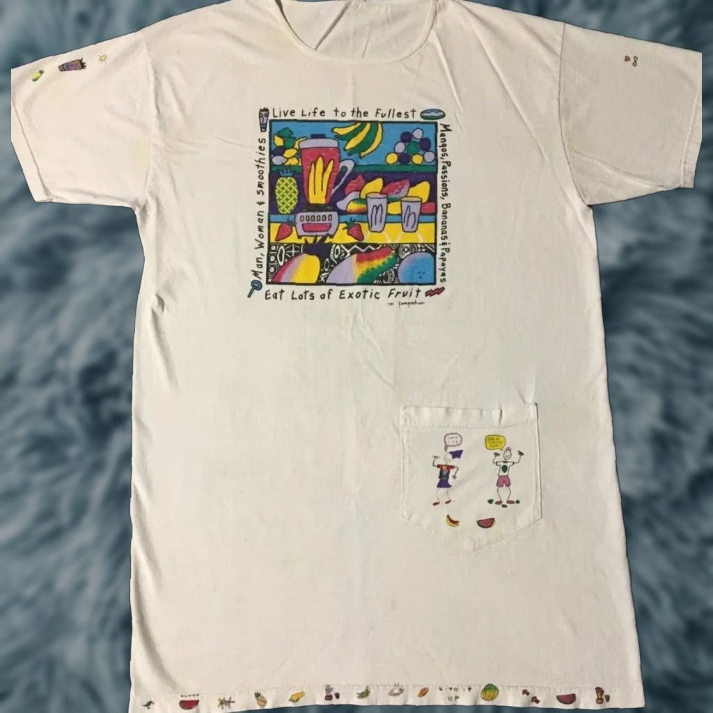 Vintage VINTAGE Maui Fruit Shirt Unisex Adults One Size White Distressed 90s Surf Hawaii Beach Cartoon Funny Shirt Mens/Womens Size US M / EU 48-50 / 2 - 1 Thumbnail