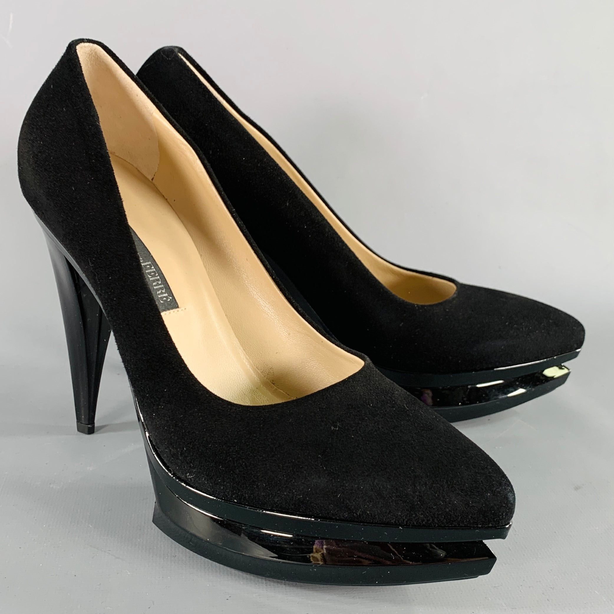 Black Suede Platform Pumps