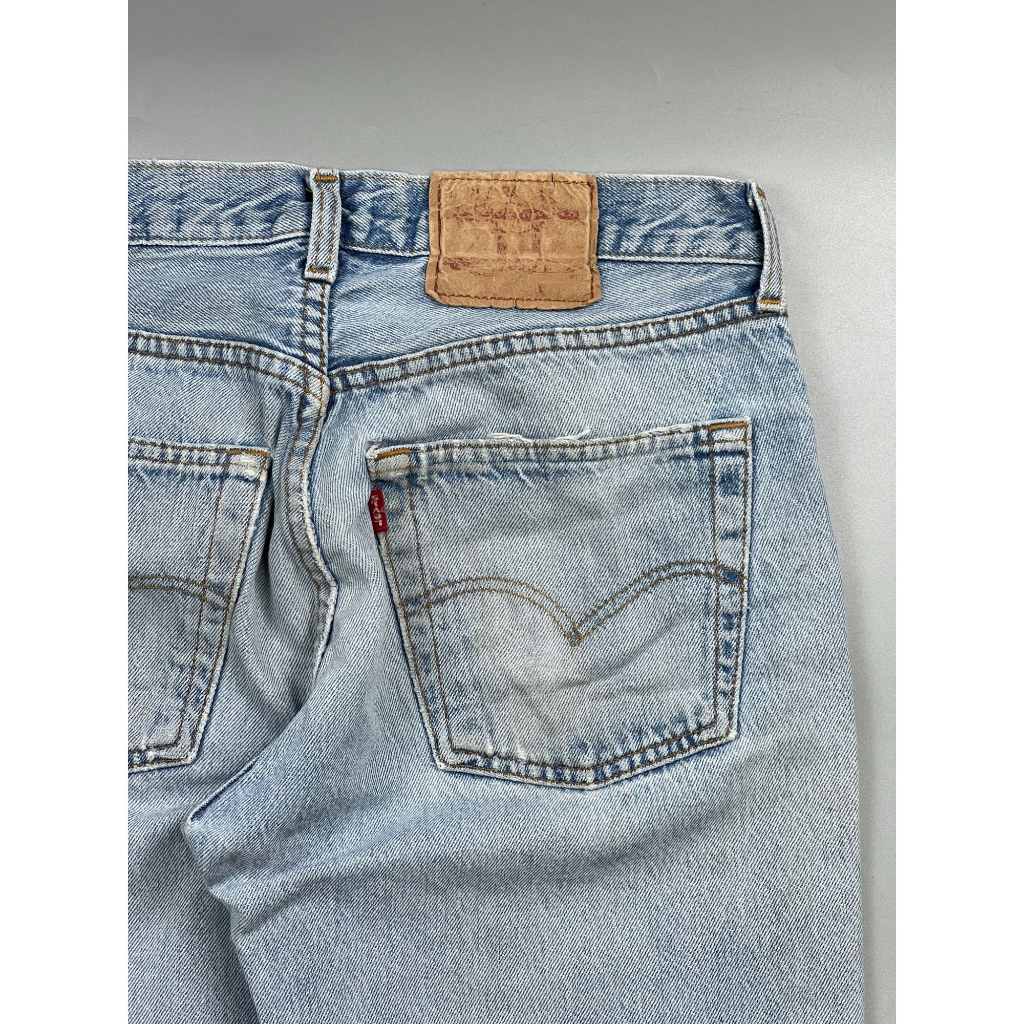 Levi's Levi’s 501 Made in UK Distressed Patchwork Denim Jeans Size US 31 - 18 Thumbnail