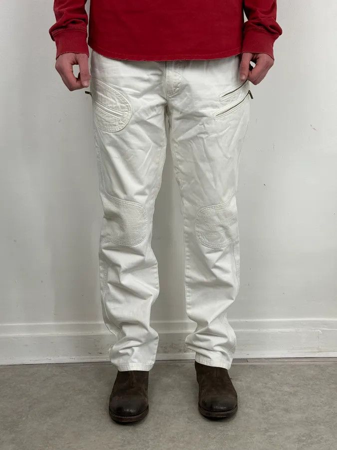Roberto Cavalli AW2003 Roberto Cavalli White Biker Chinos Pants Size US 34 / EU 50 - 1 Thumbnail